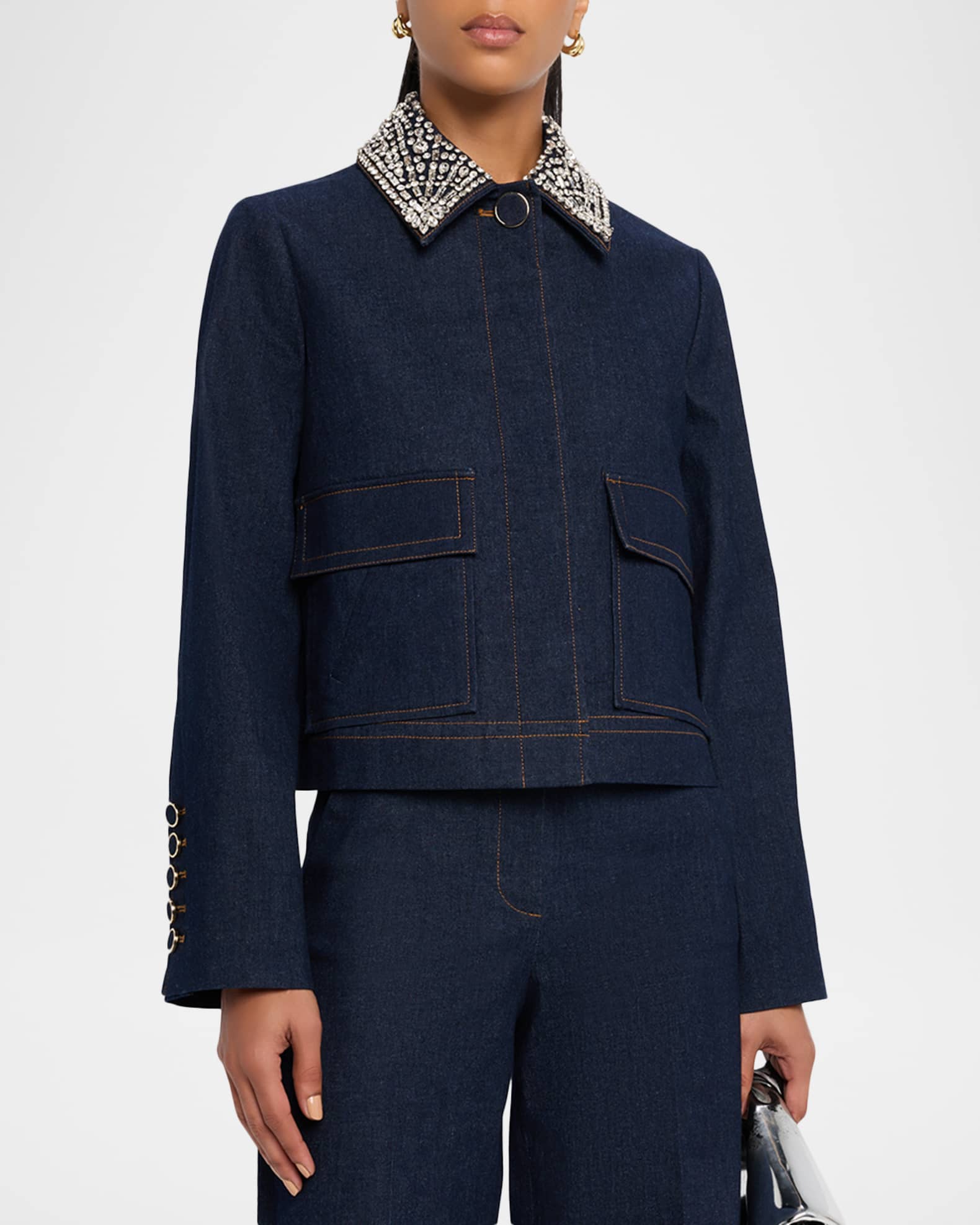 Veronica Beard Barrington Embellished Denim Jacket | Neiman Marcus