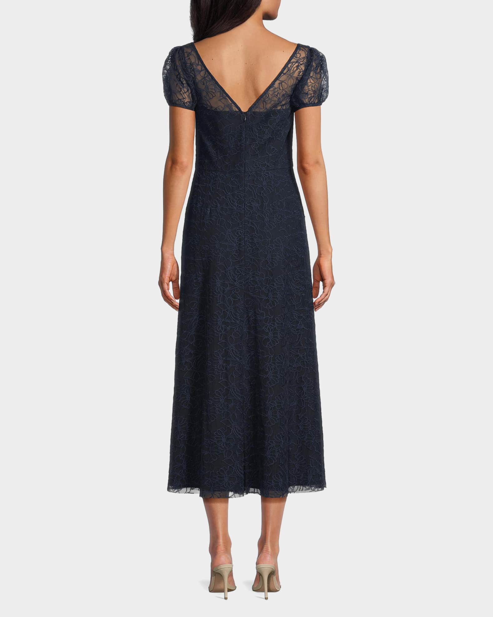 grey dress with white lace Long sequin and lace dress