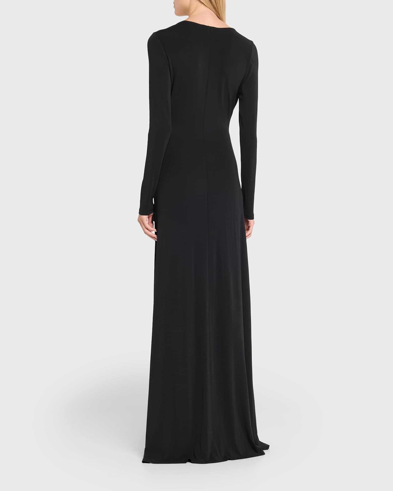 long backless evening dress La Femme Backless Long Prom Dress with Front Knot Black / 8 main image 1