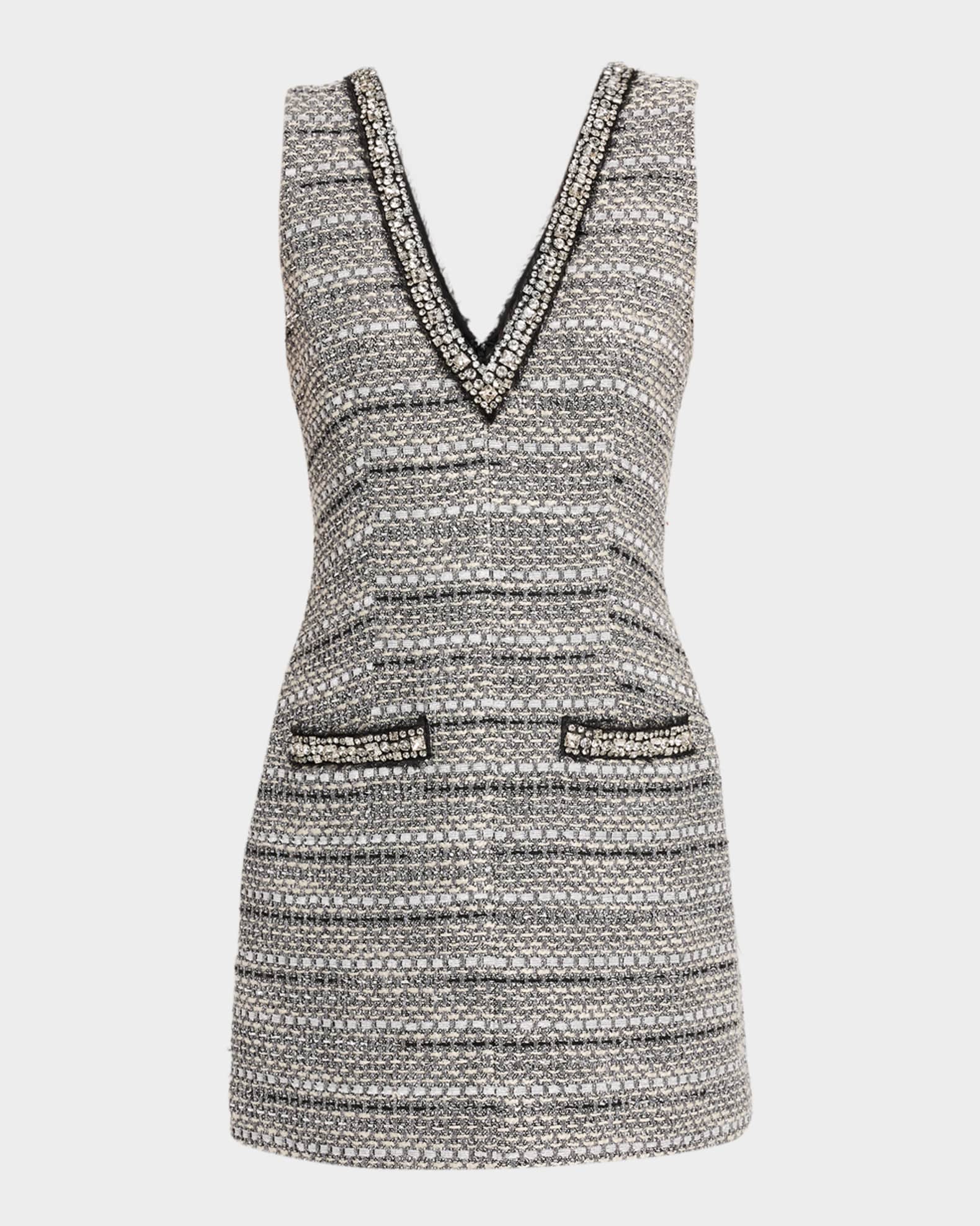 Veronica Beard Odele Jeweled Tweed Mini Dress | Neiman Marcus