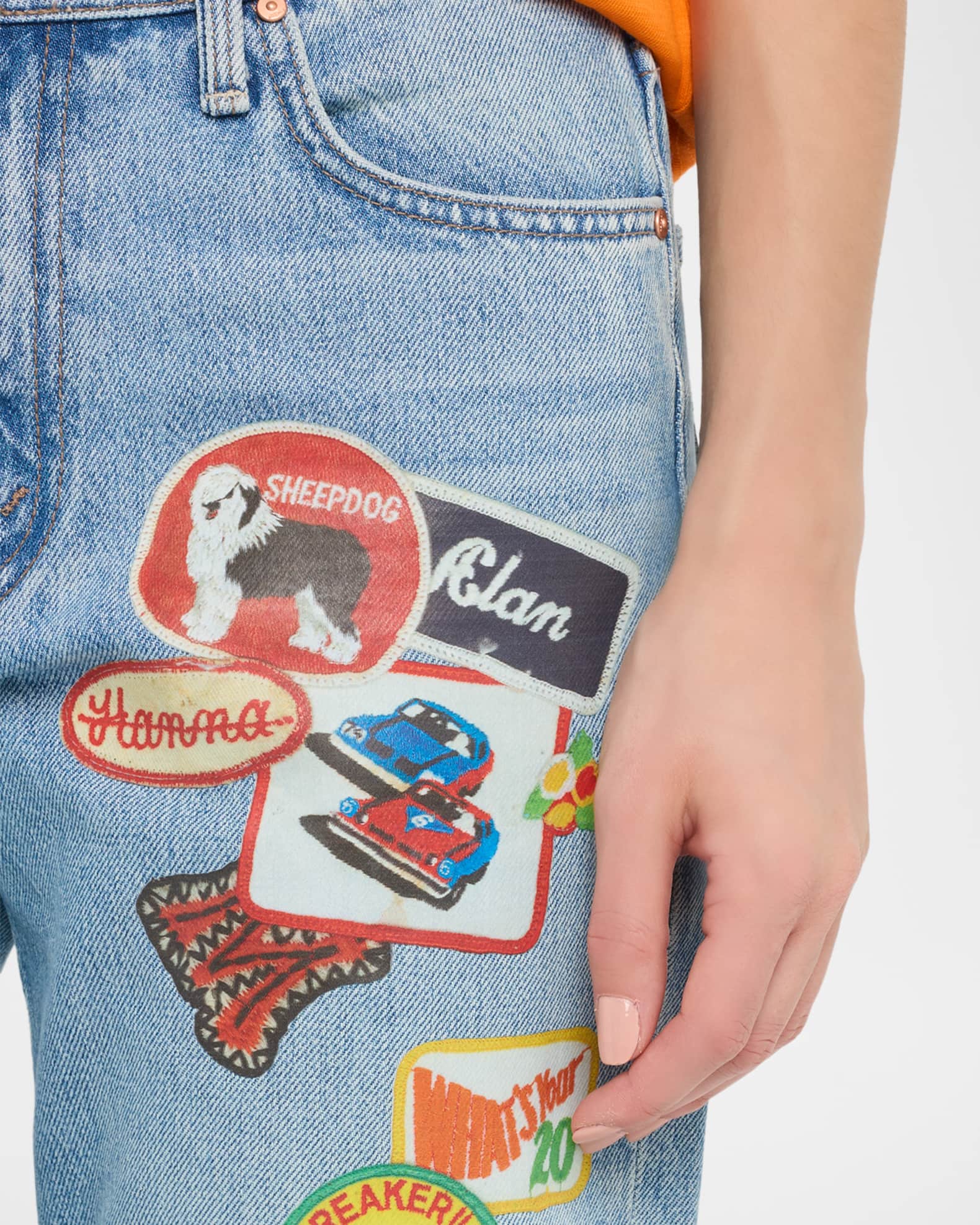MOTHER The Bookie Sneak Patchwork Jeans | Neiman Marcus