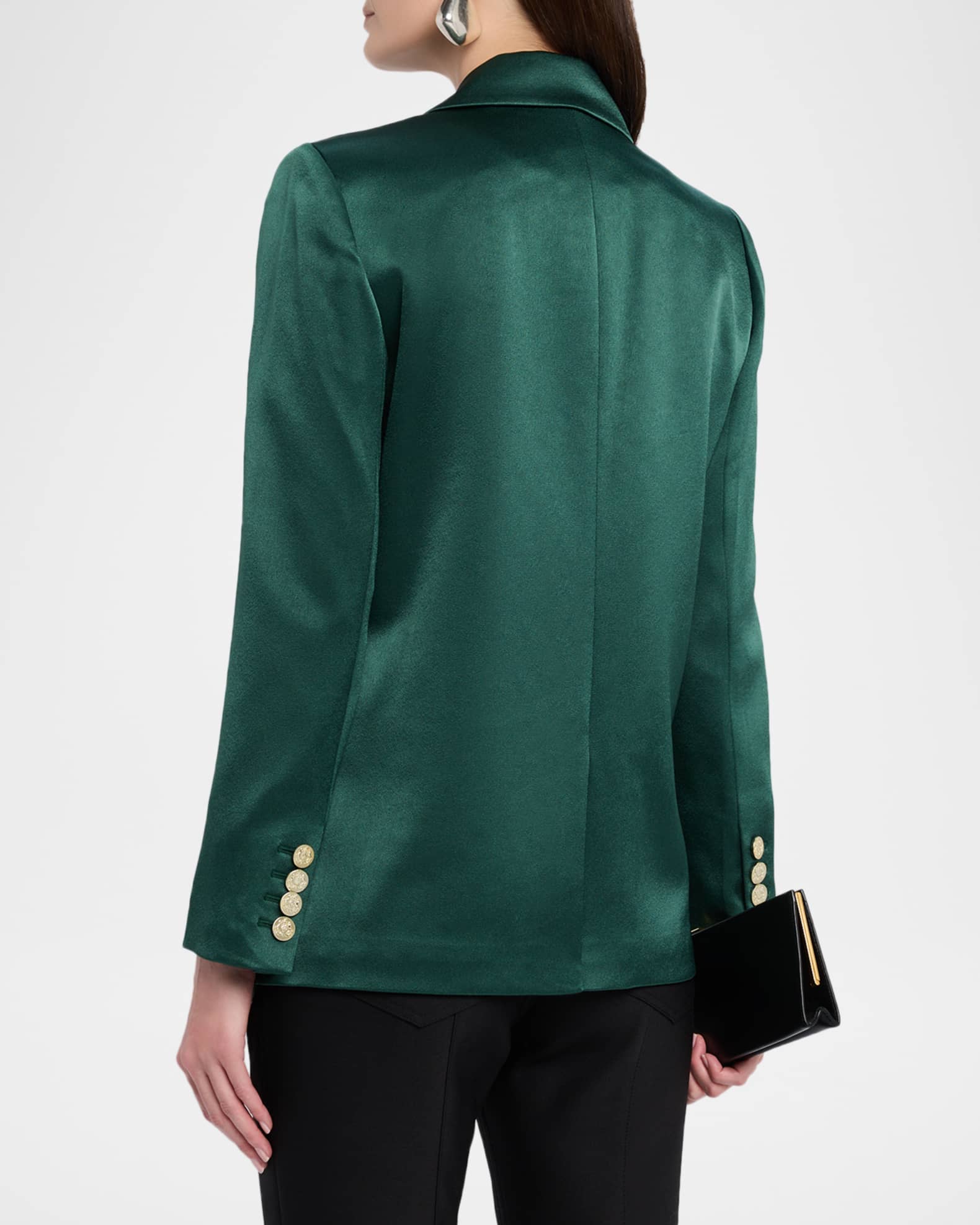 Alice + Olivia Silas Satin Single-Breasted Blazer | Neiman