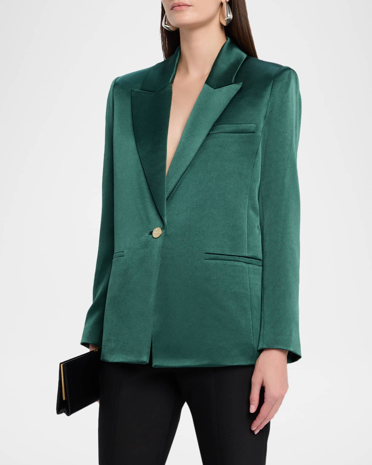 美品 Alice＋Olivia レザージャケット Ｓ Alice + Olivia Silas Satin Single-Breasted Blazer | Neiman