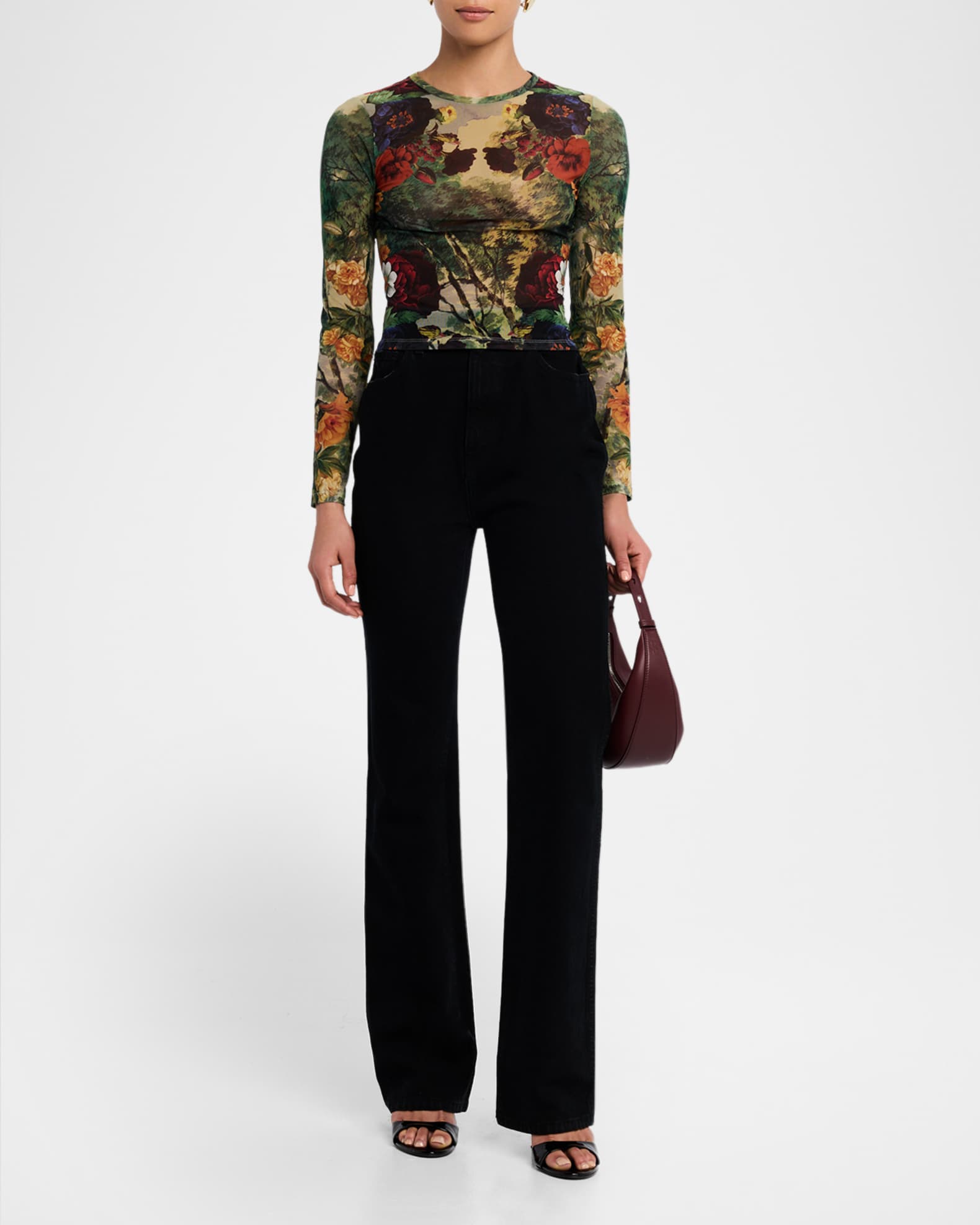 ALICE + OLIVIA Forbidden Forest Delaina Mesh Top | Neiman Marcus