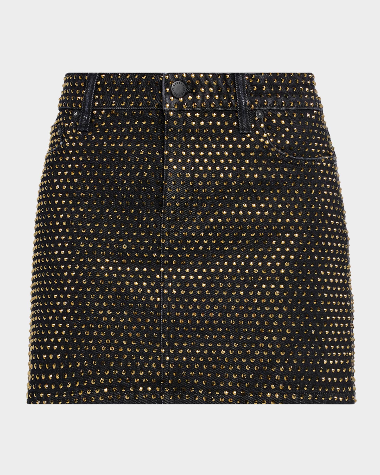 Alice + Olivia Joss High-Rise Embellished Denim Mini Skirt