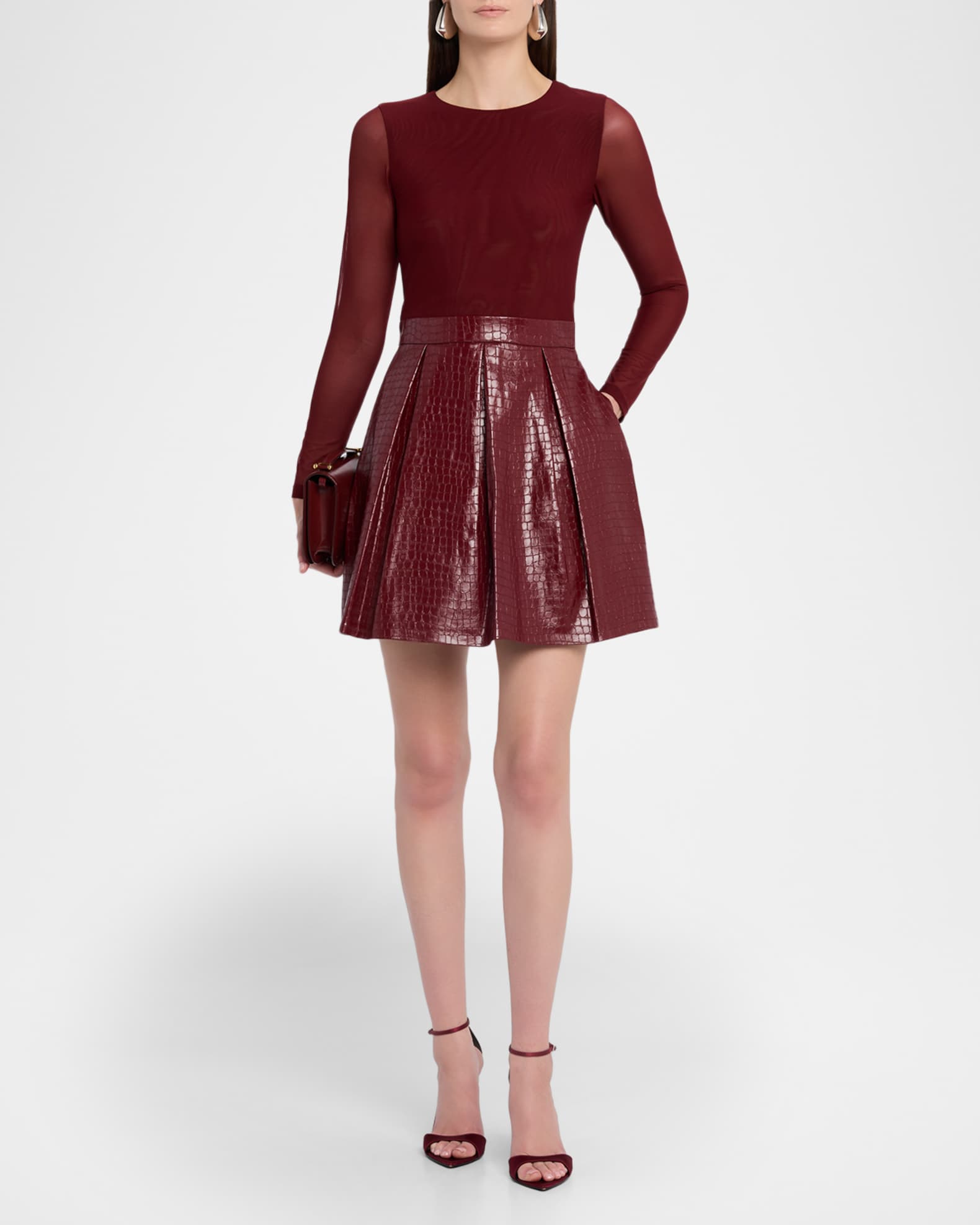 Chara Vegan Leather Croc Mini Dress