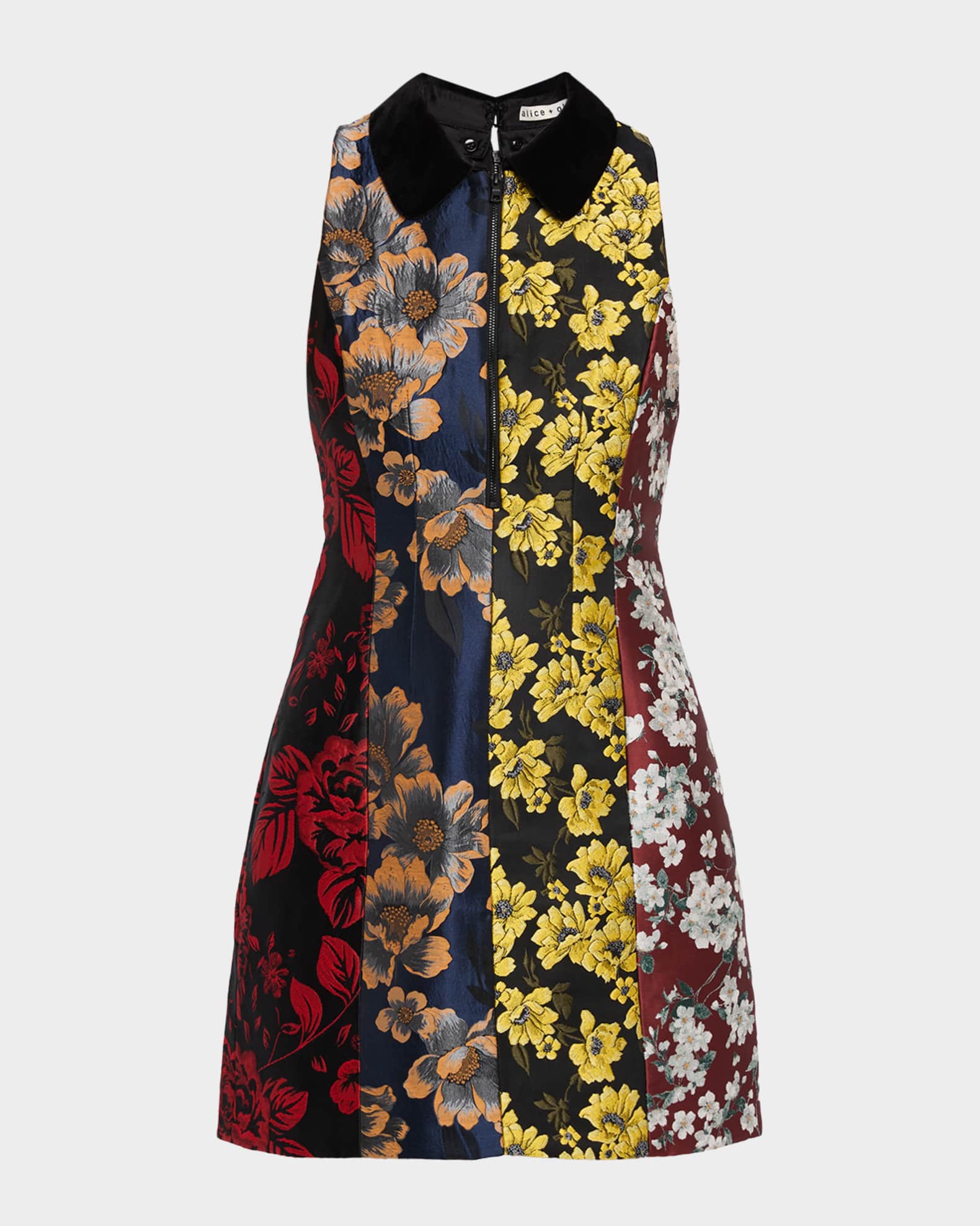 ALICE + OLIVIA Velia Floral Jacquard Mini Dress with Removable