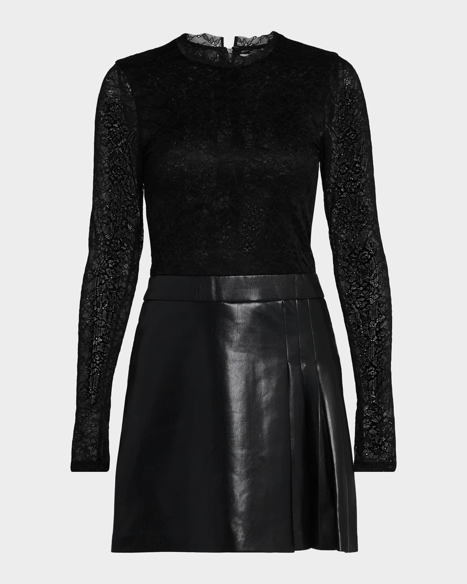 Alice + Olivia Women's Chara Mixed Media Dress - Black - Mini Dresses