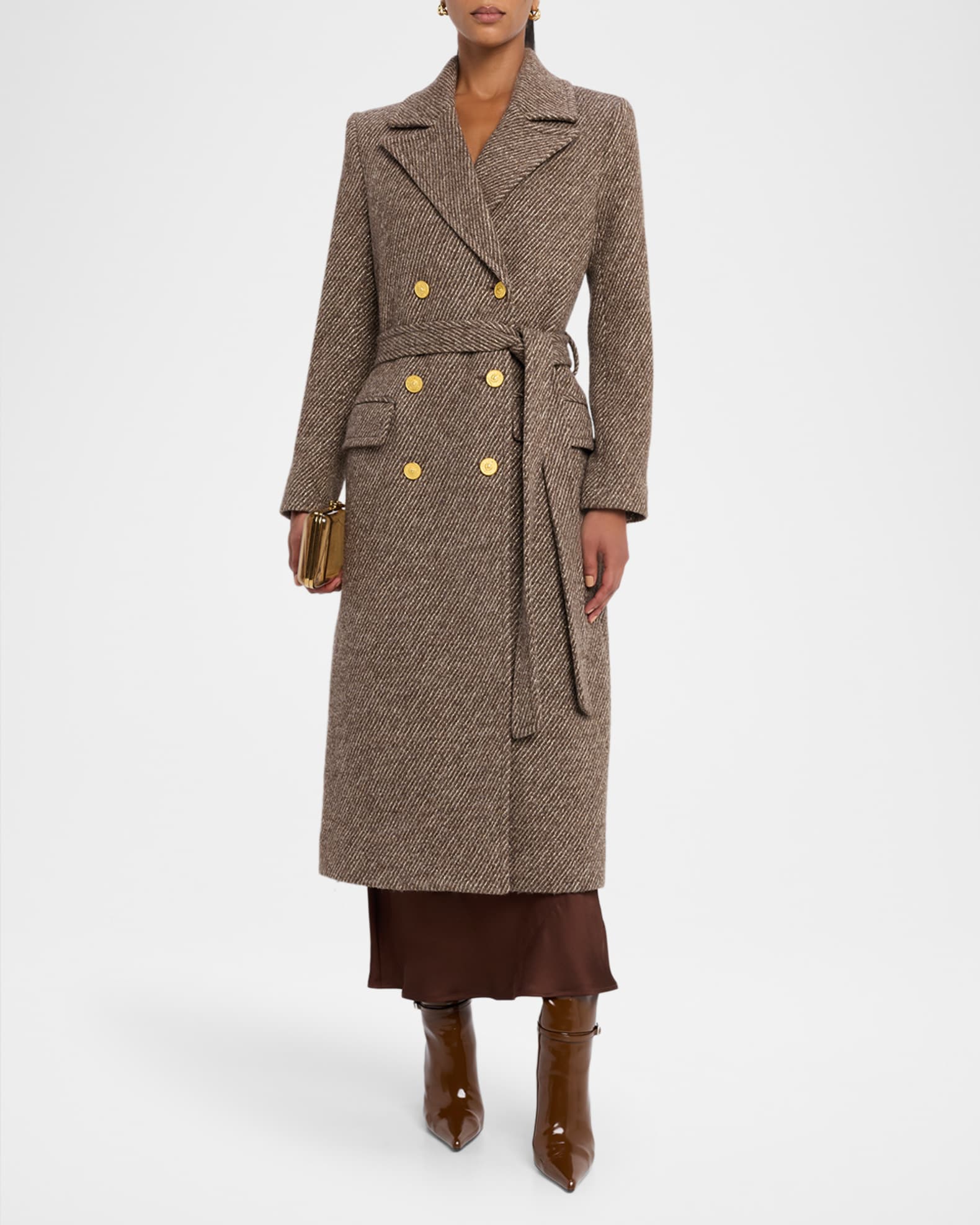 L'Agence Kolina Belted Twill Long Coat | Neiman Marcus