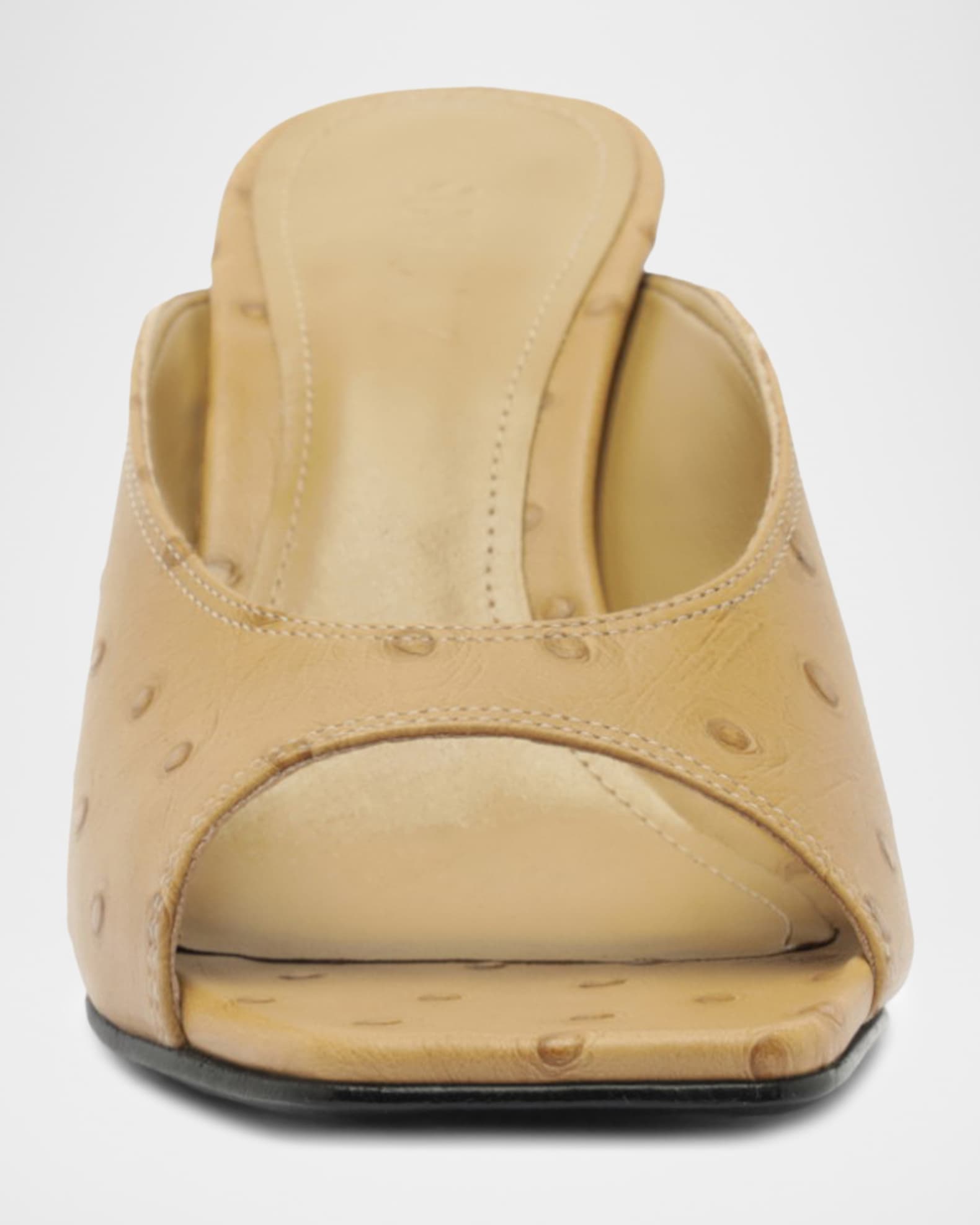 Schutz Finley Ostrich-Embossed Leather Mule Sandals | Neiman