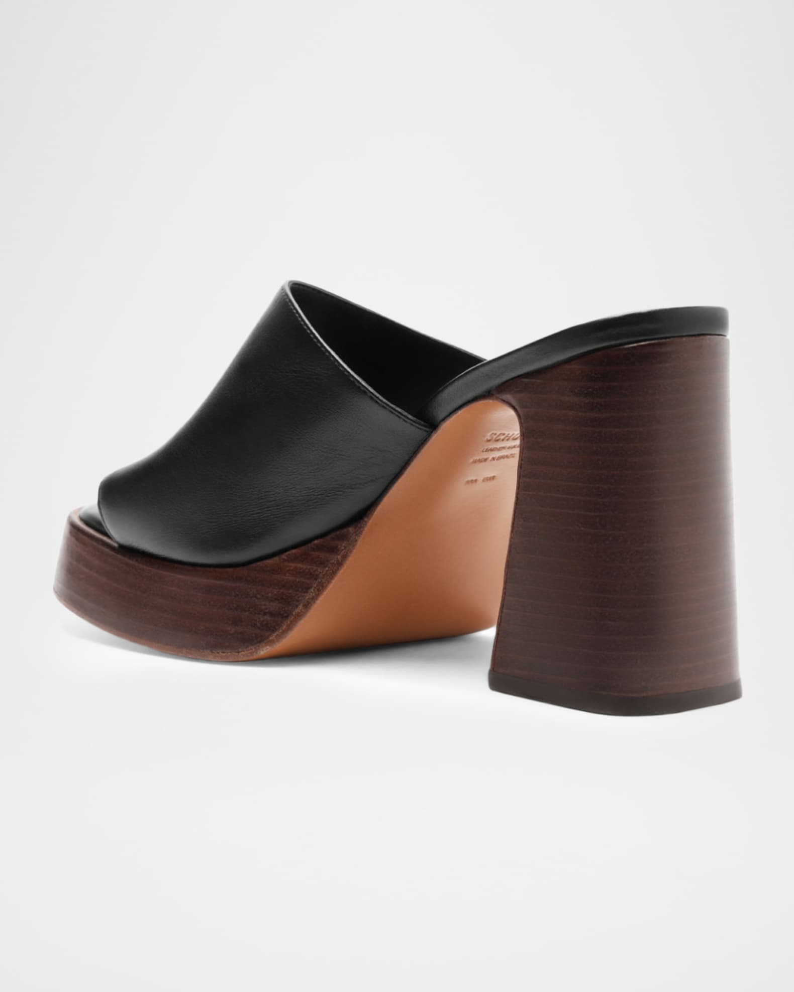 Schutz Rowan Leather Block-Heel Mule Sandals Neiman Marcus