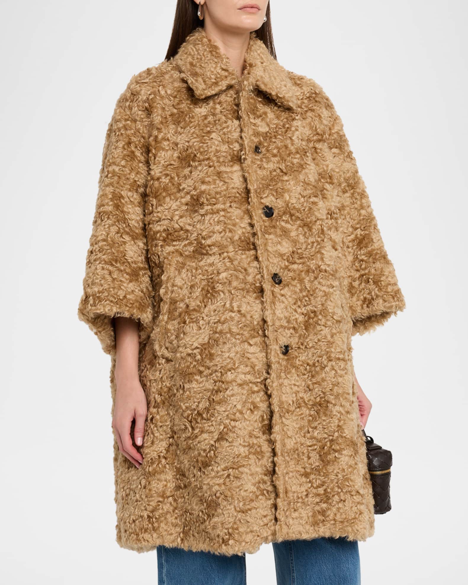 Bottega Veneta Curly Sheep Shearling Bracelet-Sleeve Coat | Neiman
