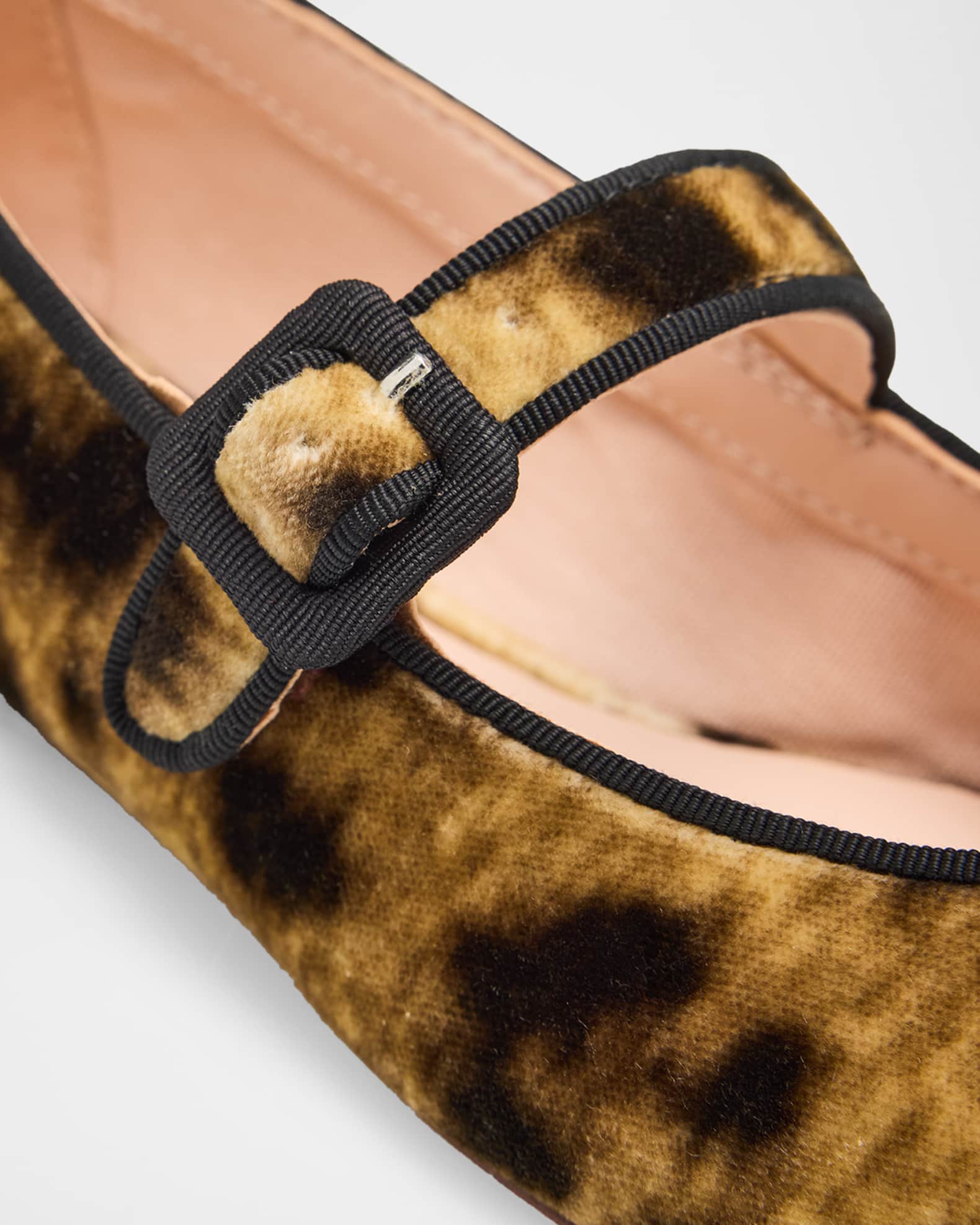 Loeffler Randall Ginger Leopard Velvet Mary Jane Ballerina Flats