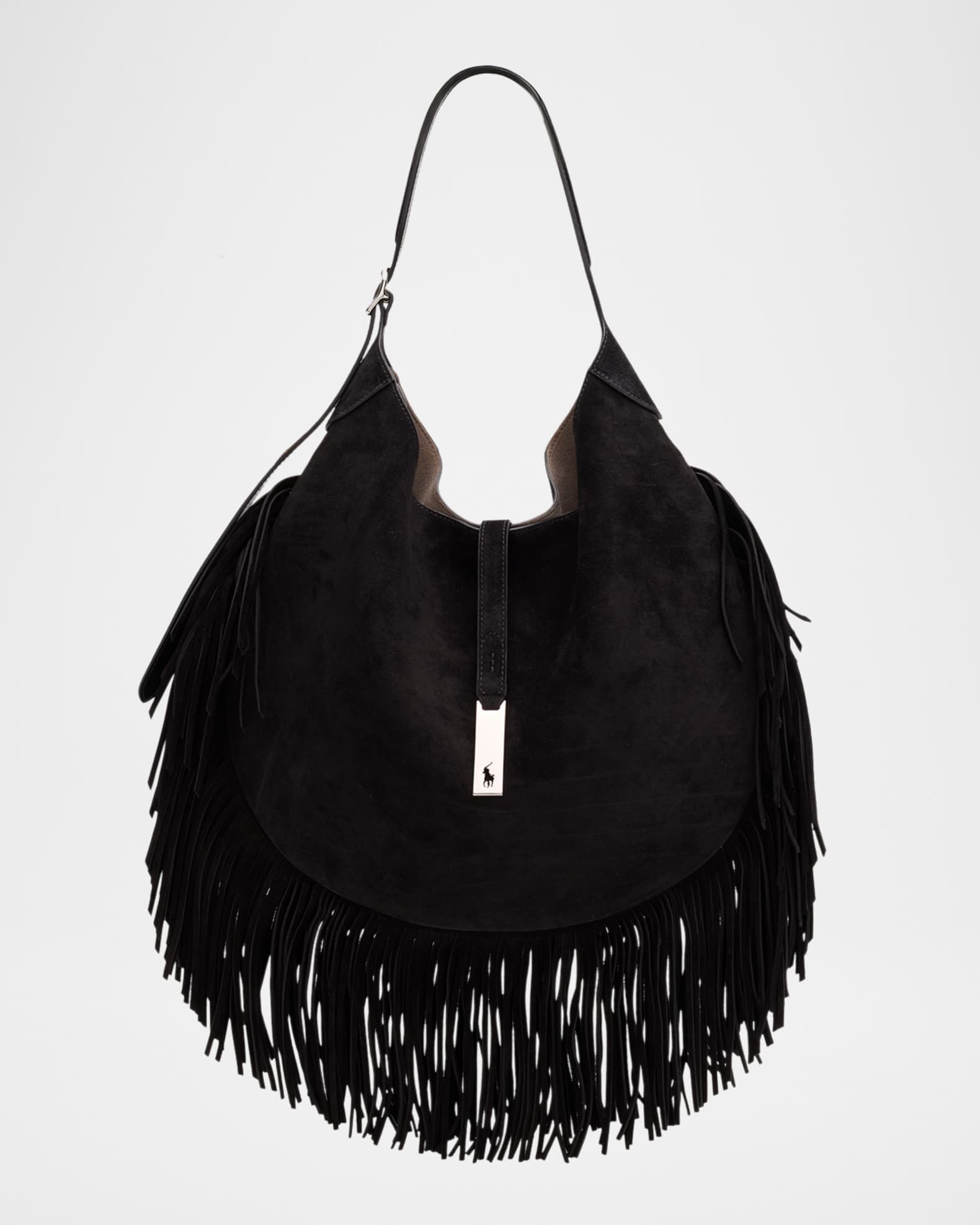 Polo Ralph Lauren Polo ID Large Fringe Suede Shoulder Bag