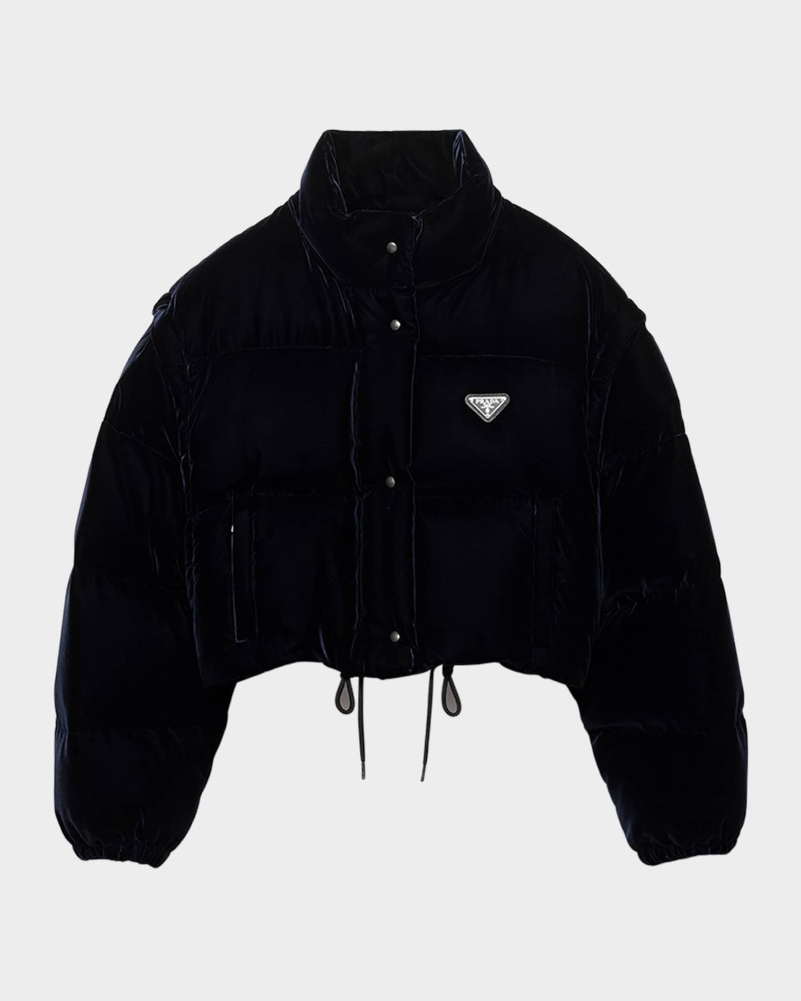 Ameri　VELVET DOWN JACKET Prada Cropped Velvet Down Jacket | Neiman Marcus
