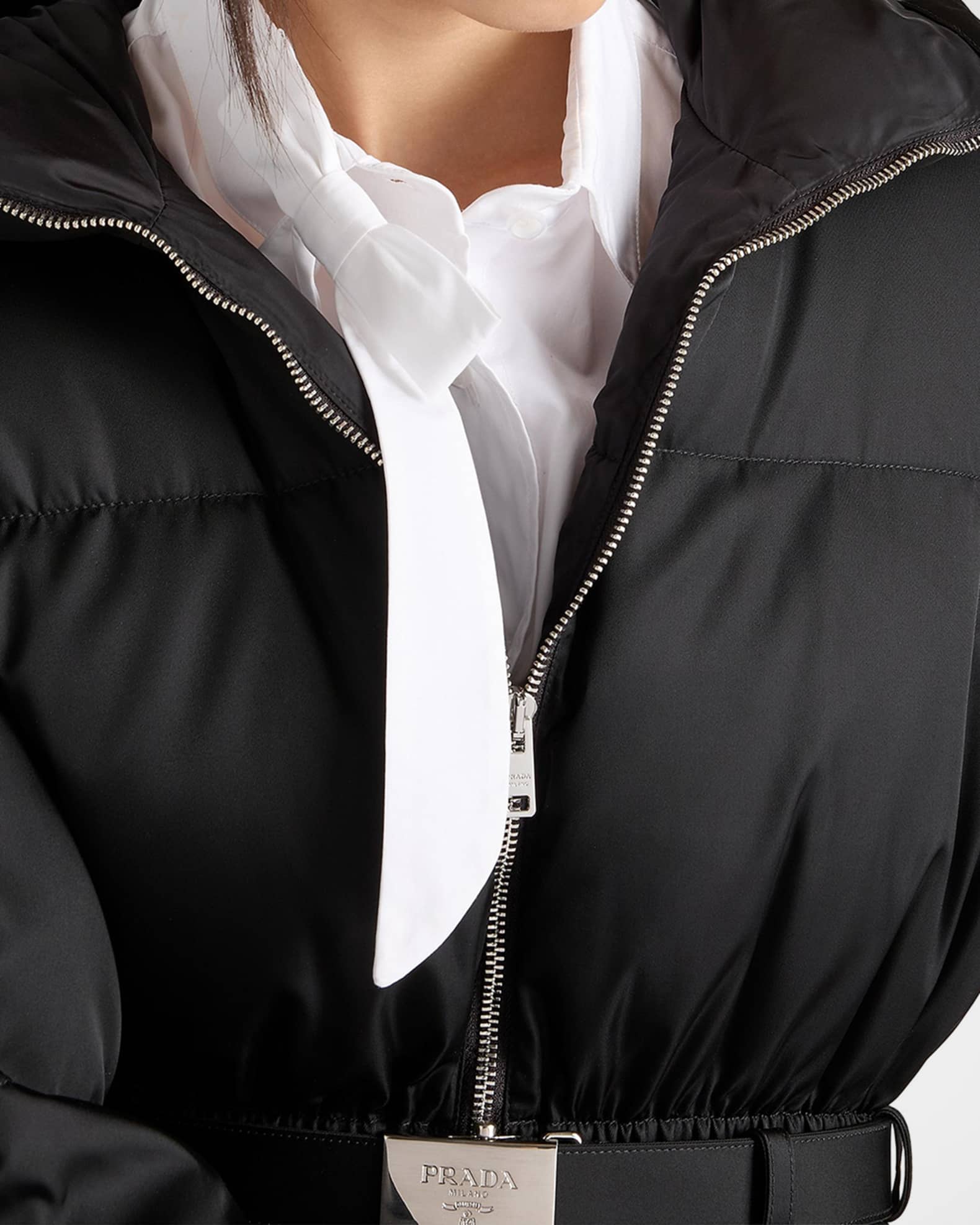 Prada Re-Nylon Hooded Down Jacket | Neiman Marcus