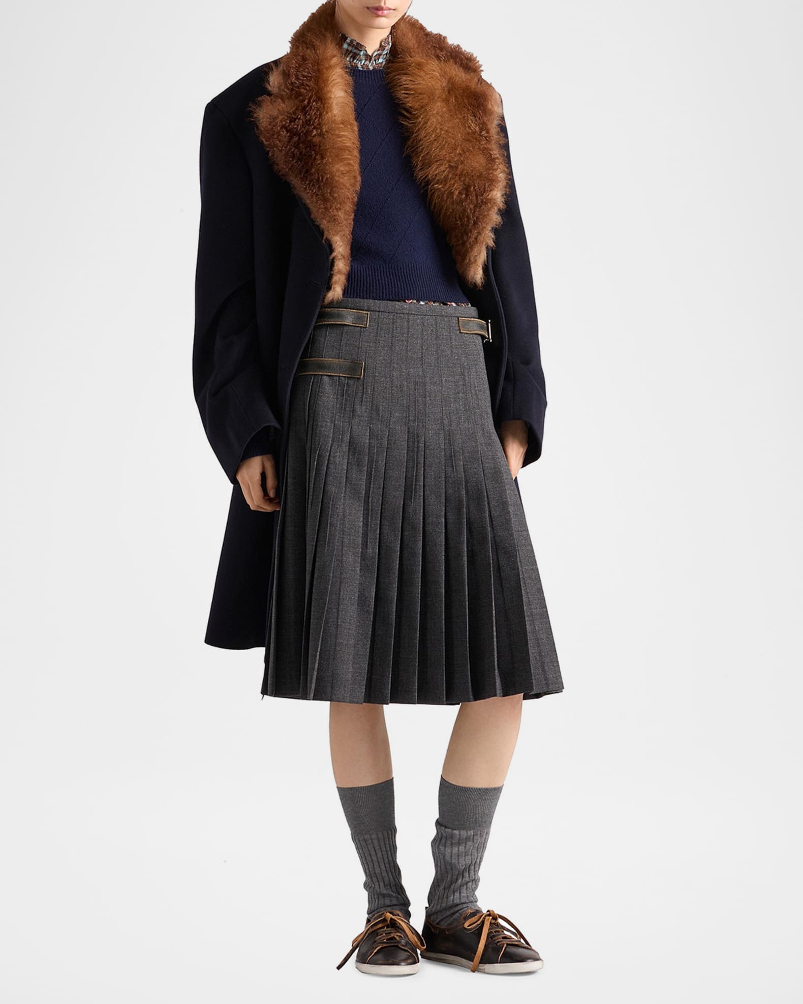 Prada Crewneck Diamond Knit Cashmere Sweater | Neiman Marcus