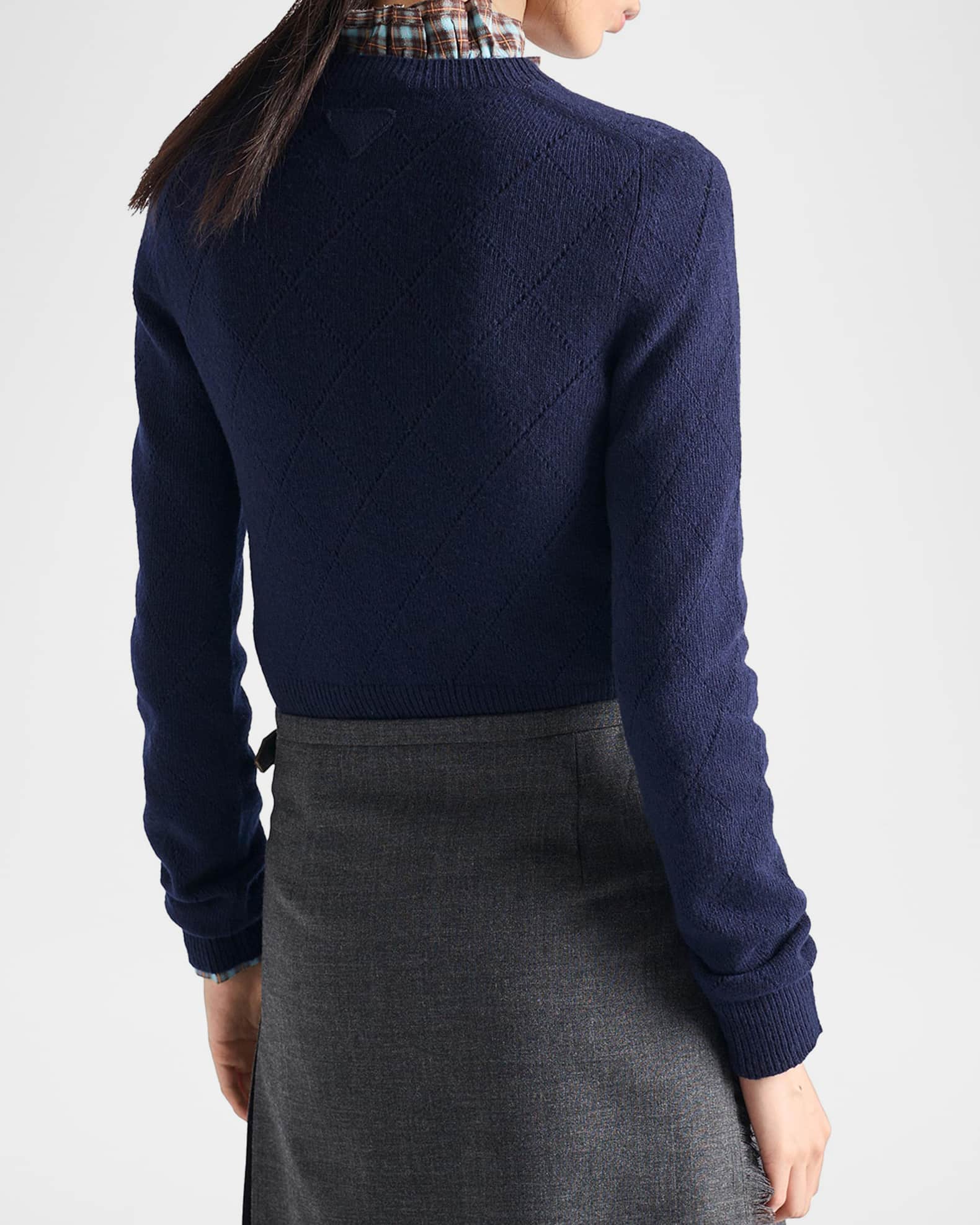 Prada Crewneck Diamond Knit Cashmere Sweater | Neiman Marcus