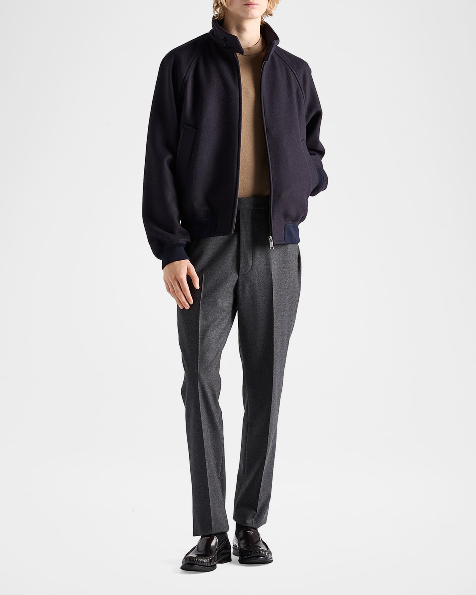 Prada Men's Raglan Wool-Cashmere Jacket | Neiman Marcus