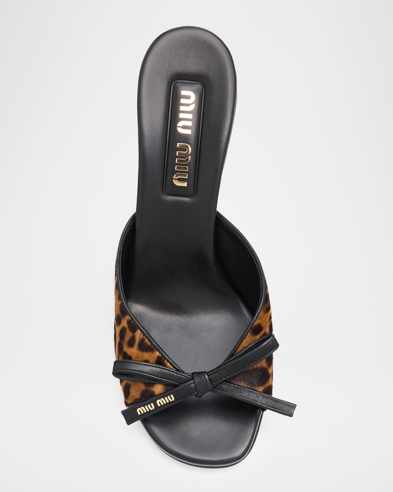 Miu Miu 80mm Leopard Calf Hair Mule Sandals | Neiman Marcus