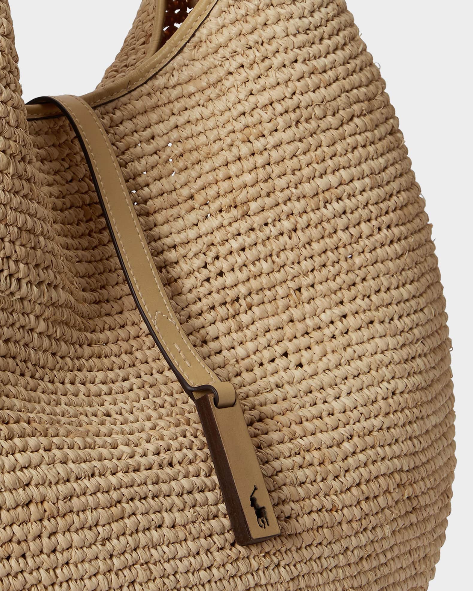 Polo Ralph Lauren Polo ID Raffia Large Shoulder Bag | Neiman Marcus