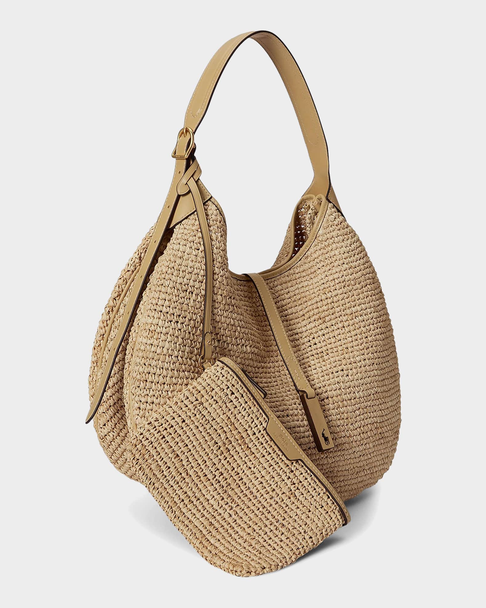 Polo Ralph Lauren Polo ID Raffia Large Shoulder Bag | Neiman Marcus