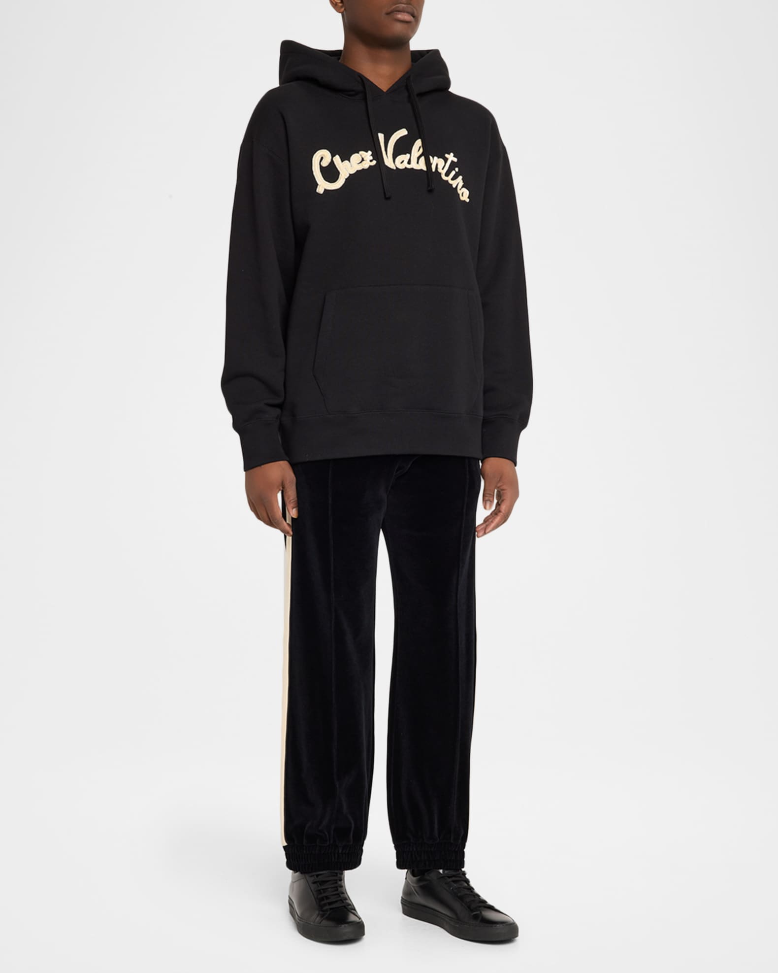 Valentino Garavani Men's Jersey Sequin Logo Cotton Hoodie | Neiman