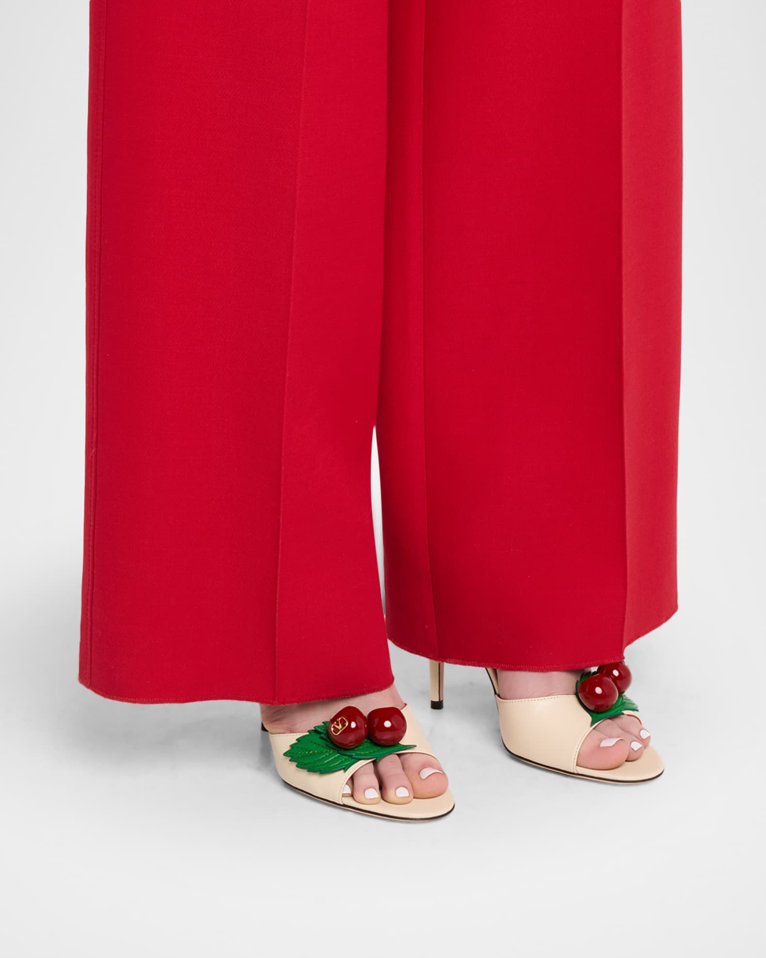 Valentino Garavani 100mm Cherryfic Leather Ankle-Strap Sandals
