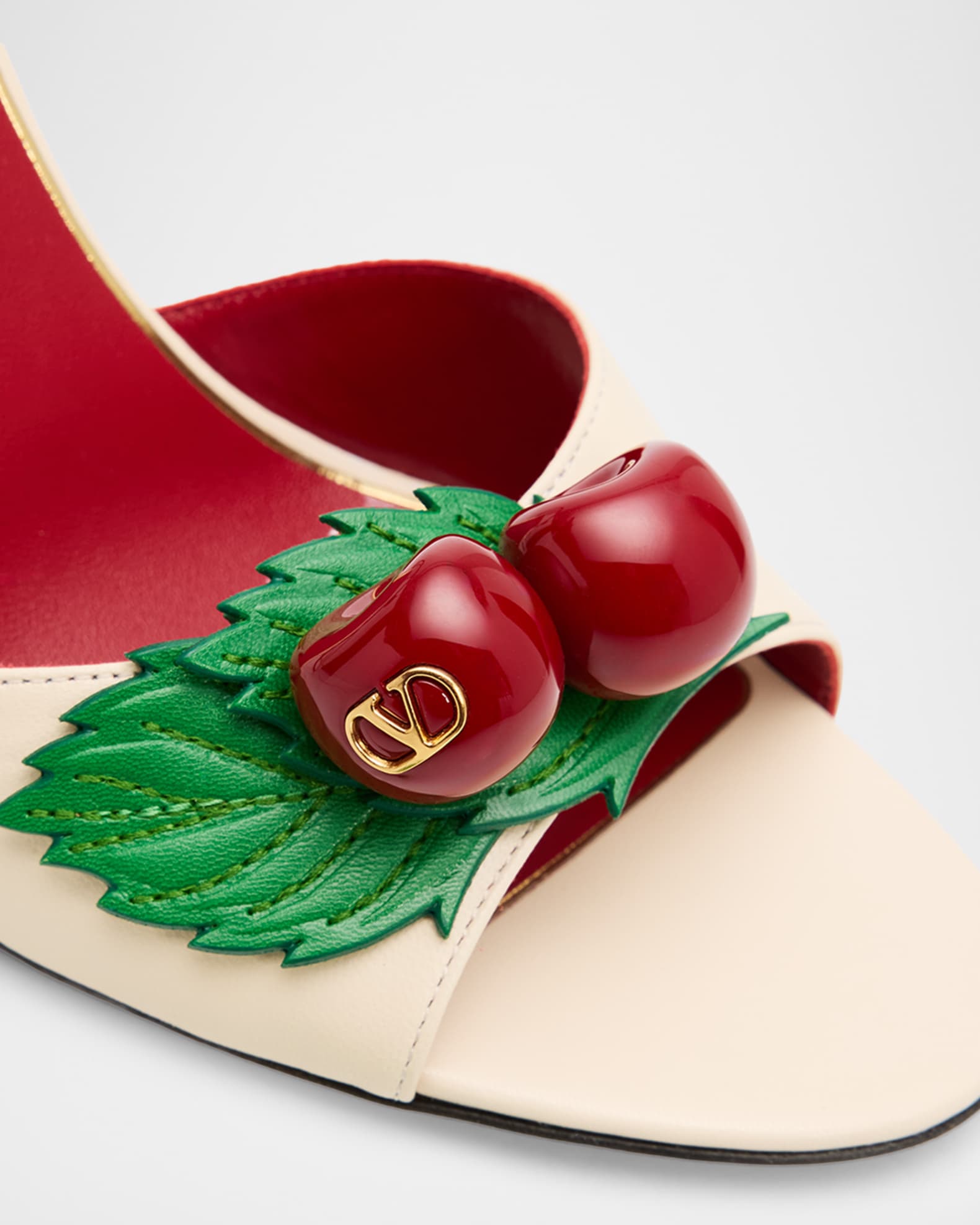 Valentino Garavani 100mm Cherryfic Leather Ankle-Strap Sandals