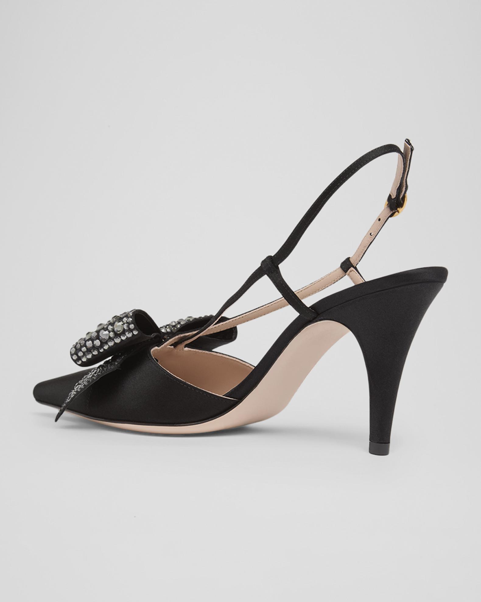 Valentino Garavani 85mm Bowow Embellished Satin Slingback Pumps 