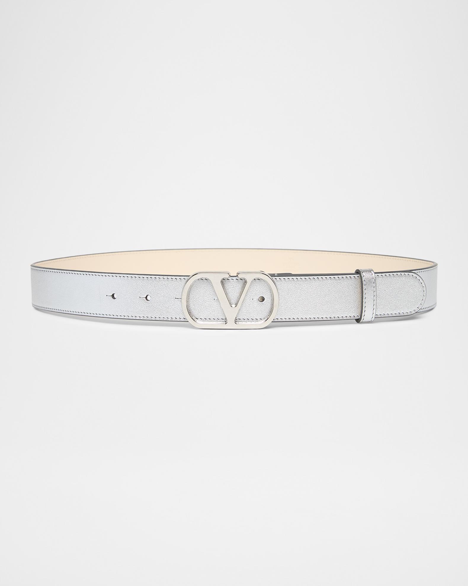 Valentino Garavani VLogo Signature Metallic Leather Belt  display picture 1