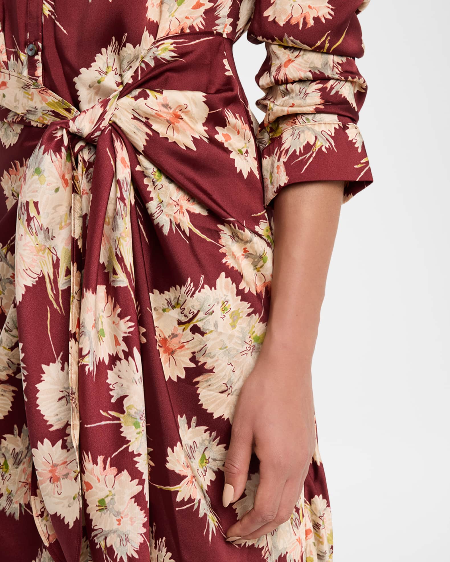 Cinq a Sept Mae Bouquet Jacey Tie-Waist Midi Dress | Neiman Marcus