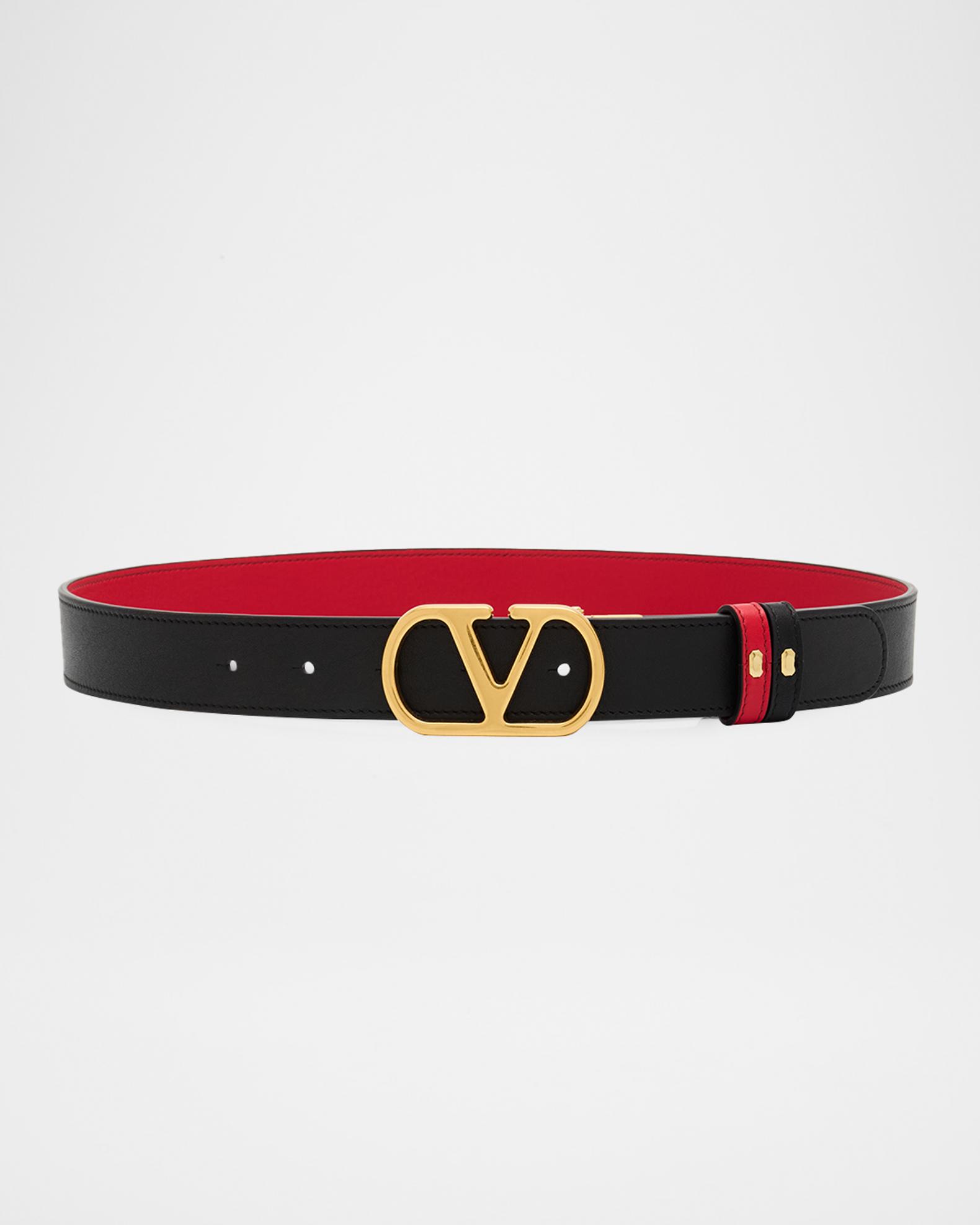 Valentino Garavani VLogo Signature Reversible Leather Belt 