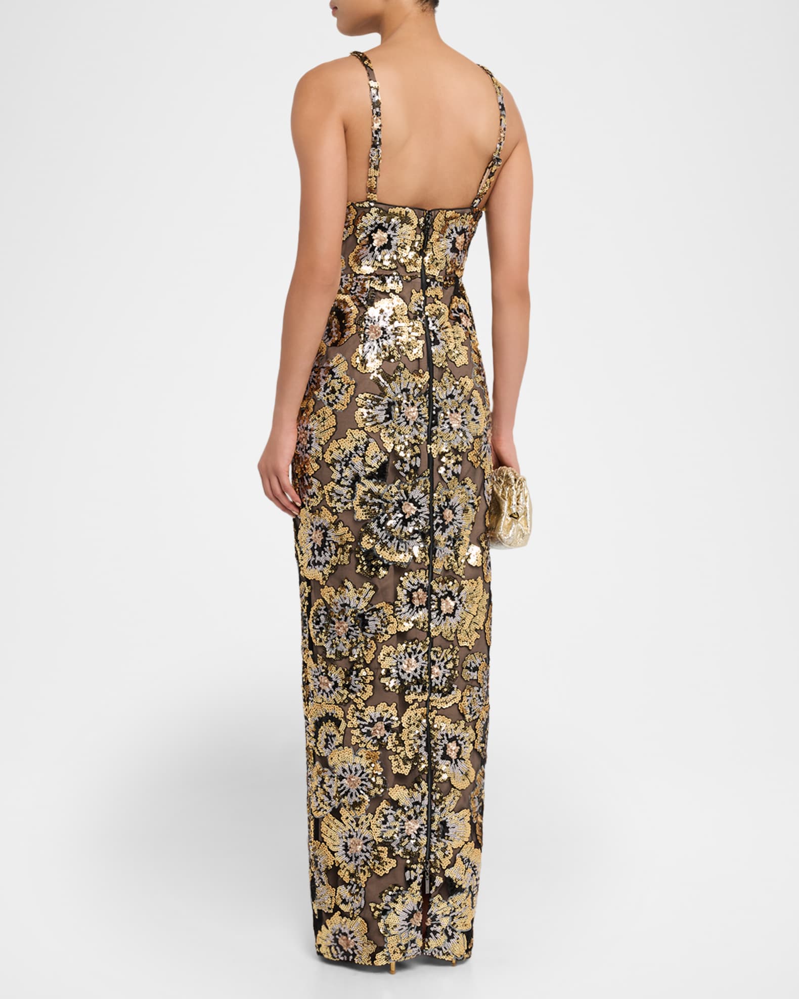 slim fit dress slacks Allegra Gold Sequin Maxi Dress main image 0