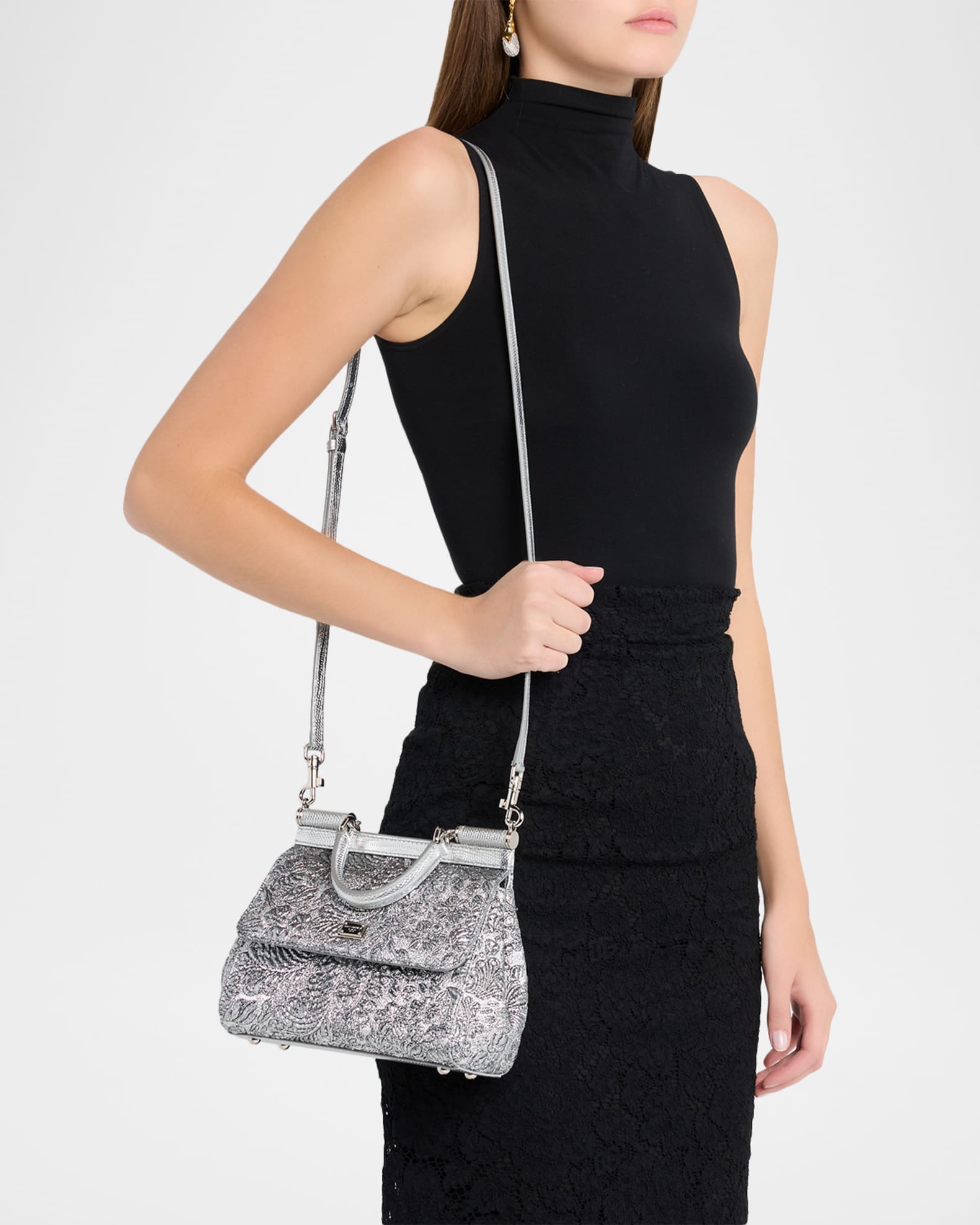 Dolce&Gabbana Sicily Metallic Brocade Top-Handle Bag | Neiman Marcus