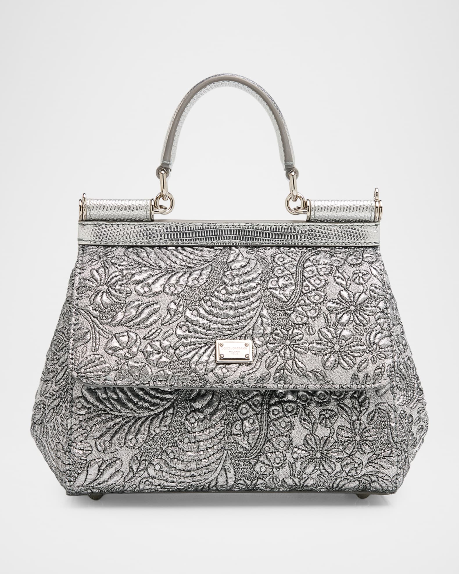 Dolce&Gabbana Sicily Metallic Brocade Top-Handle Bag | Neiman Marcus