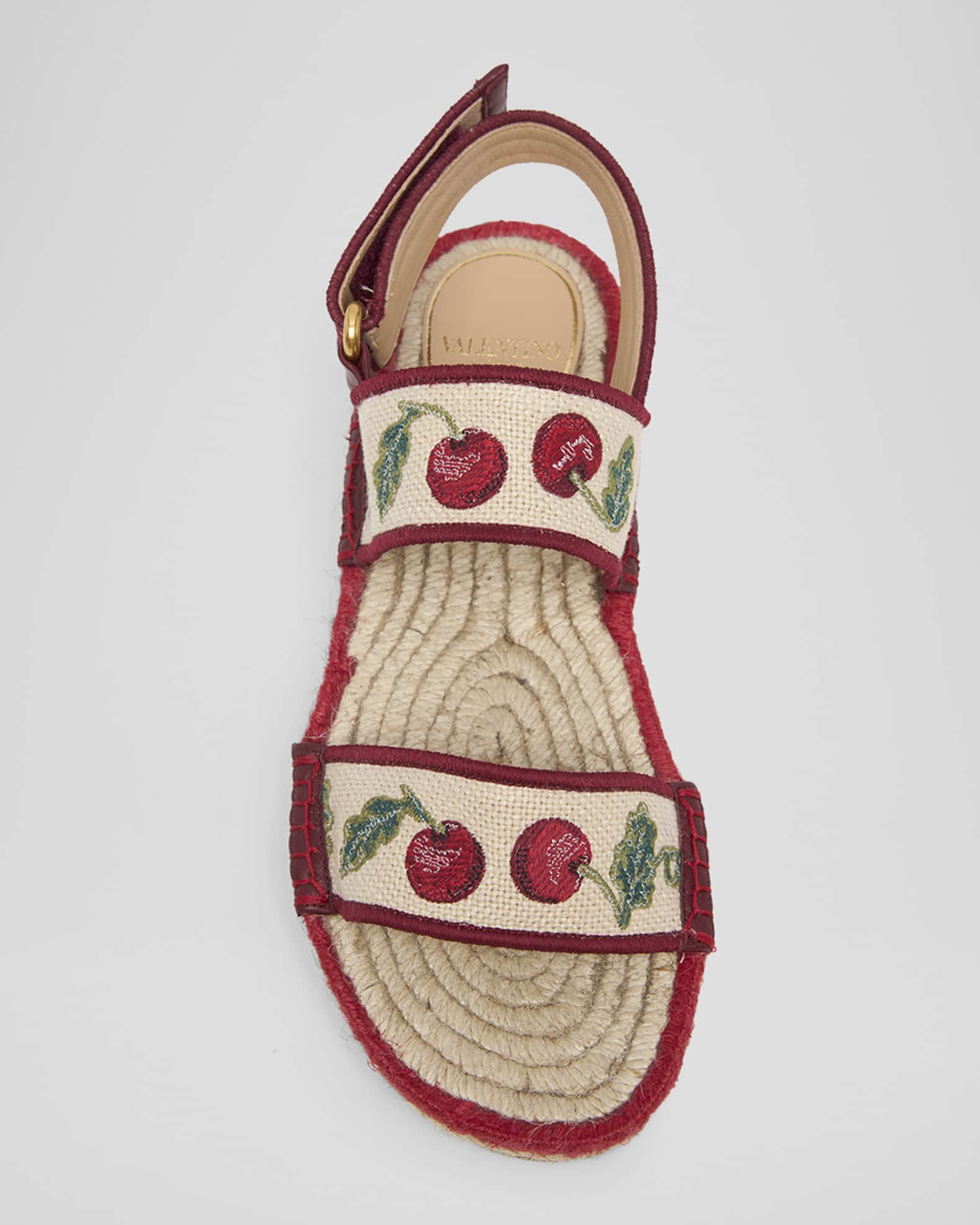 Valentino Garavani Tomato Embroidered Slingback Espadrille Sandals