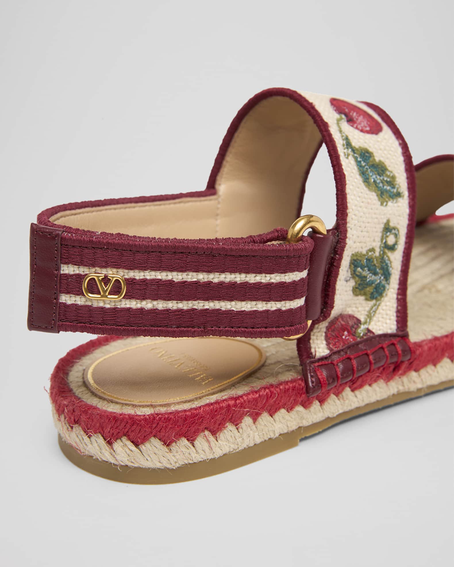 Valentino Garavani Tomato Embroidered Slingback Espadrille Sandals