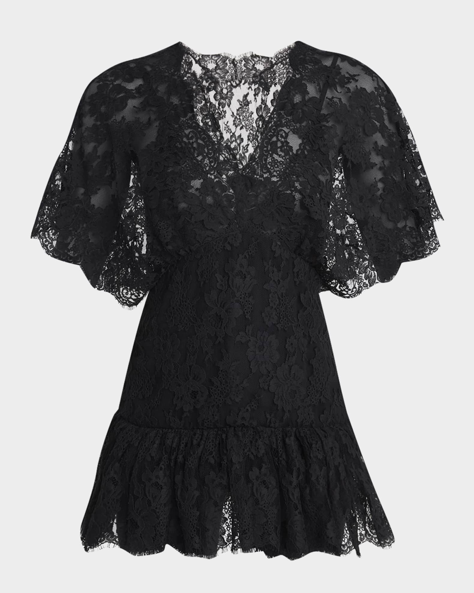 short red lace dress with sleeves A-Line Short Red Flared Party Dress with Lace Trim Red / Medium main image 0