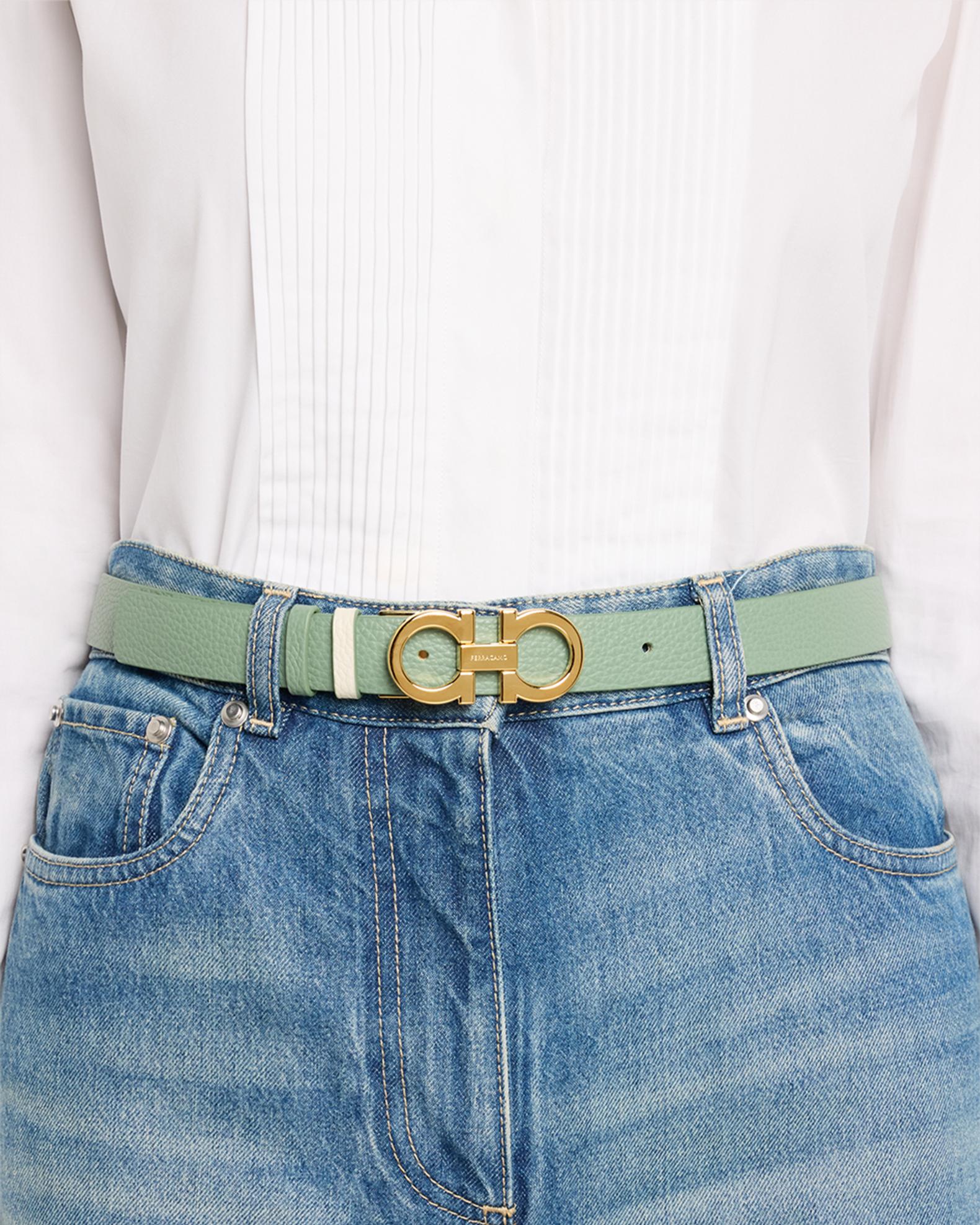 Salvatore Ferragamo Cream Leather Belt with Multicolor Jeweled Gancini Buckle Reversible and adjustable Gancini belt - Women | Ferragamo main image 3