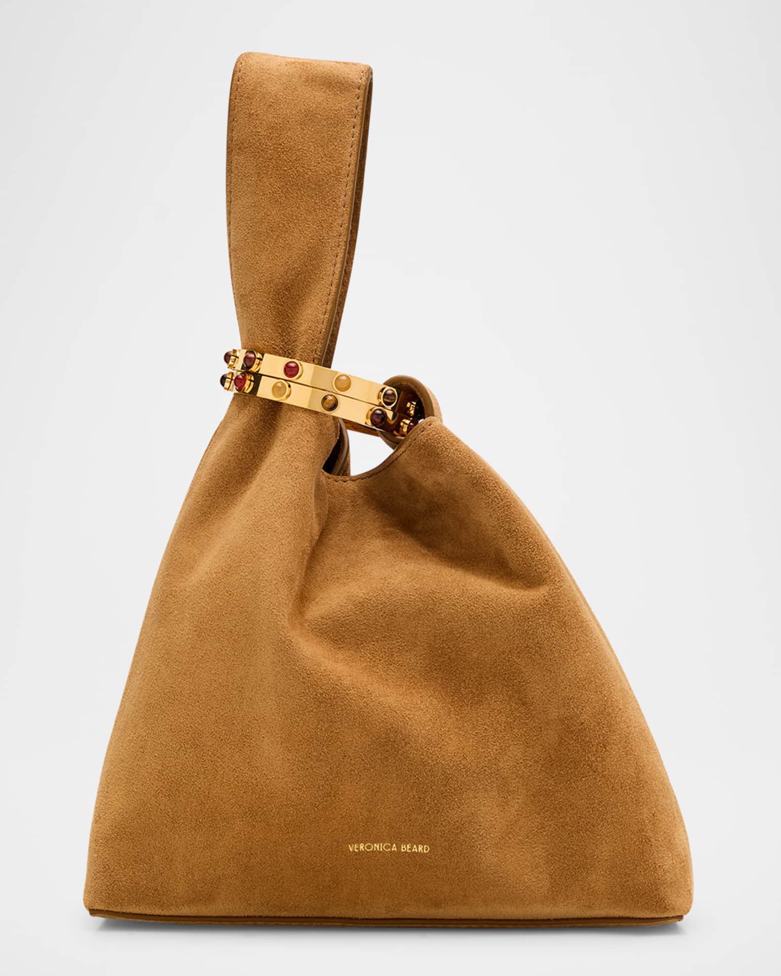 Veronica Beard Swing Bracelet-Embellished Suede Wristlet Bag