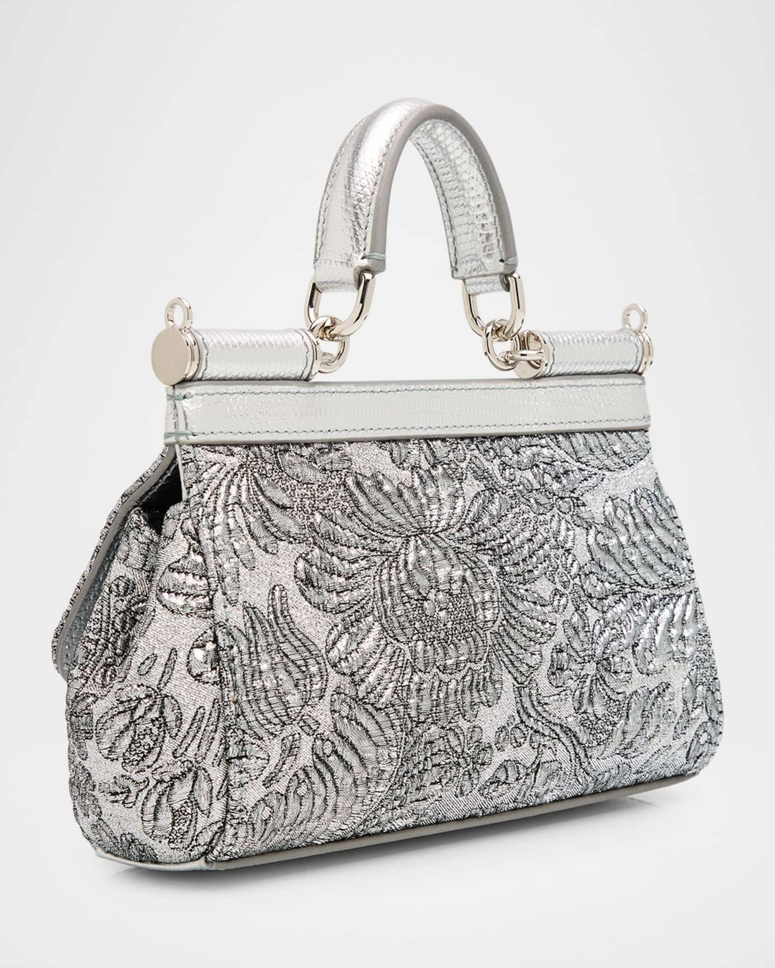 Dolce&Gabbana Sicily Small Metallic Brocade Top-Handle Bag