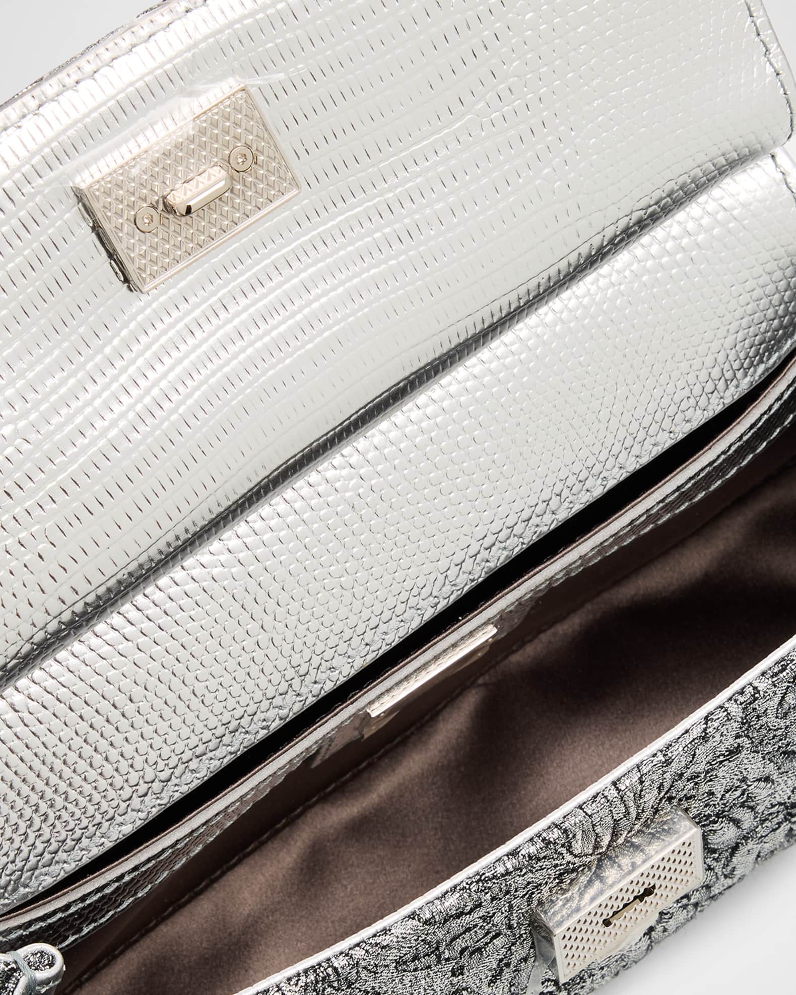 Dolce&Gabbana Sicily Small Metallic Brocade Top-Handle Bag