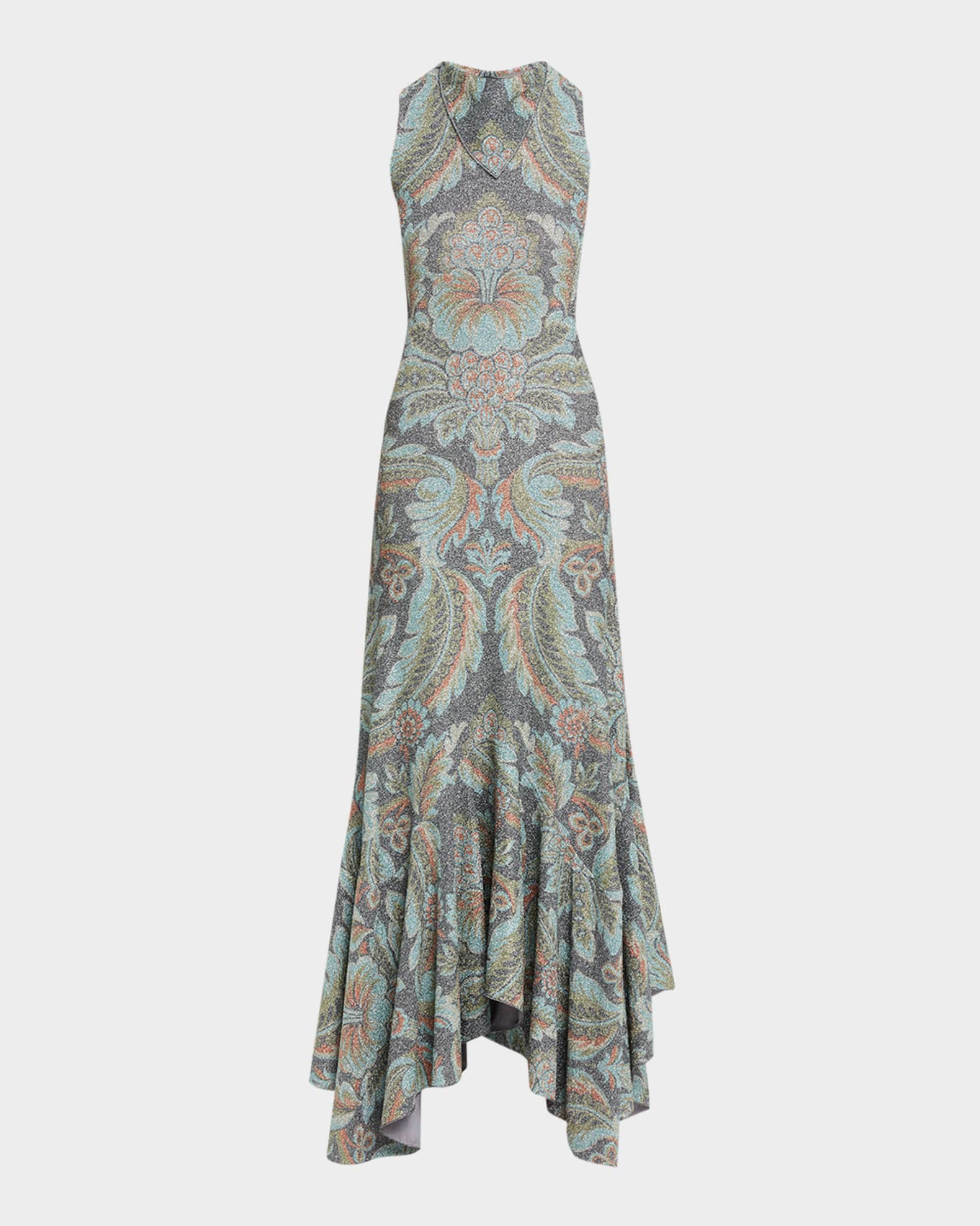 Etro Metallic Paisley Sleeveless Midi Mermaid Dress | Neiman Marcus