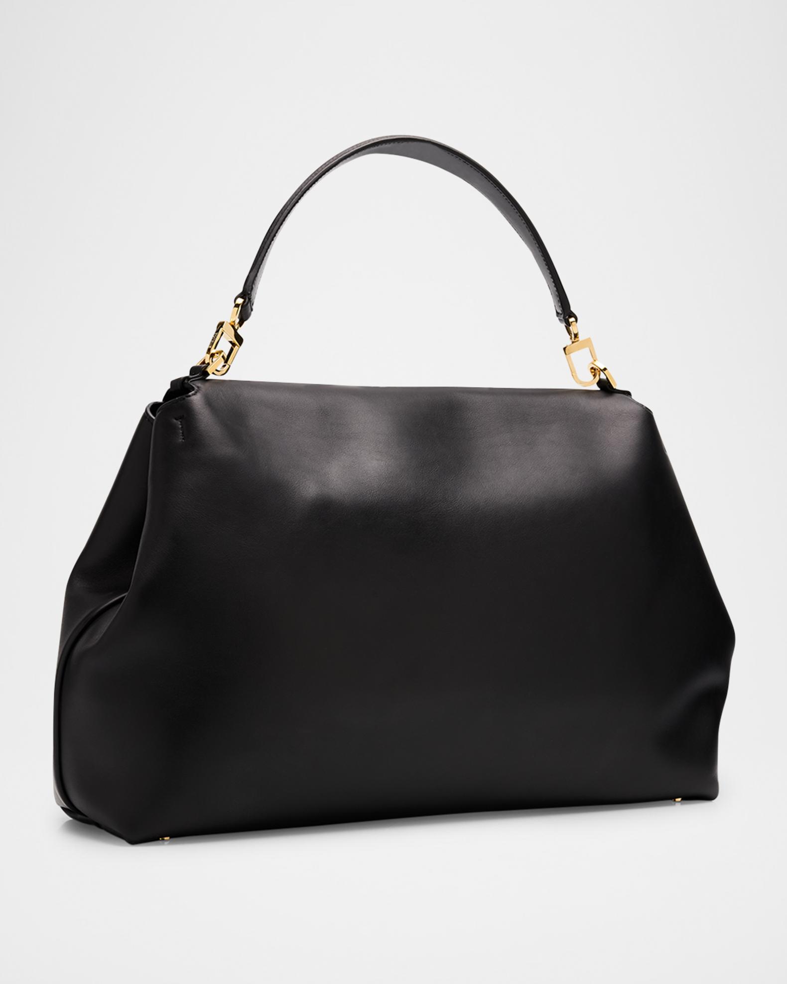 Toteme T-Lock Smooth Calf Leather Satchel Bag | Neiman Marcus
