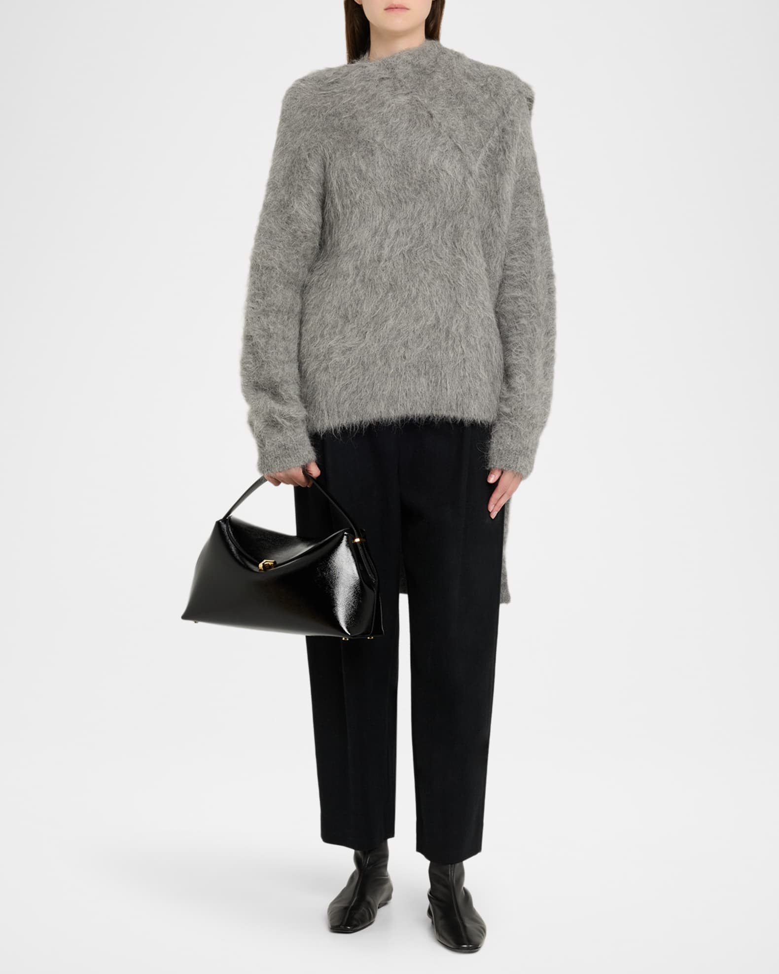 Toteme T-Lock Naplack Leather Top-Handle Bag | Neiman Marcus