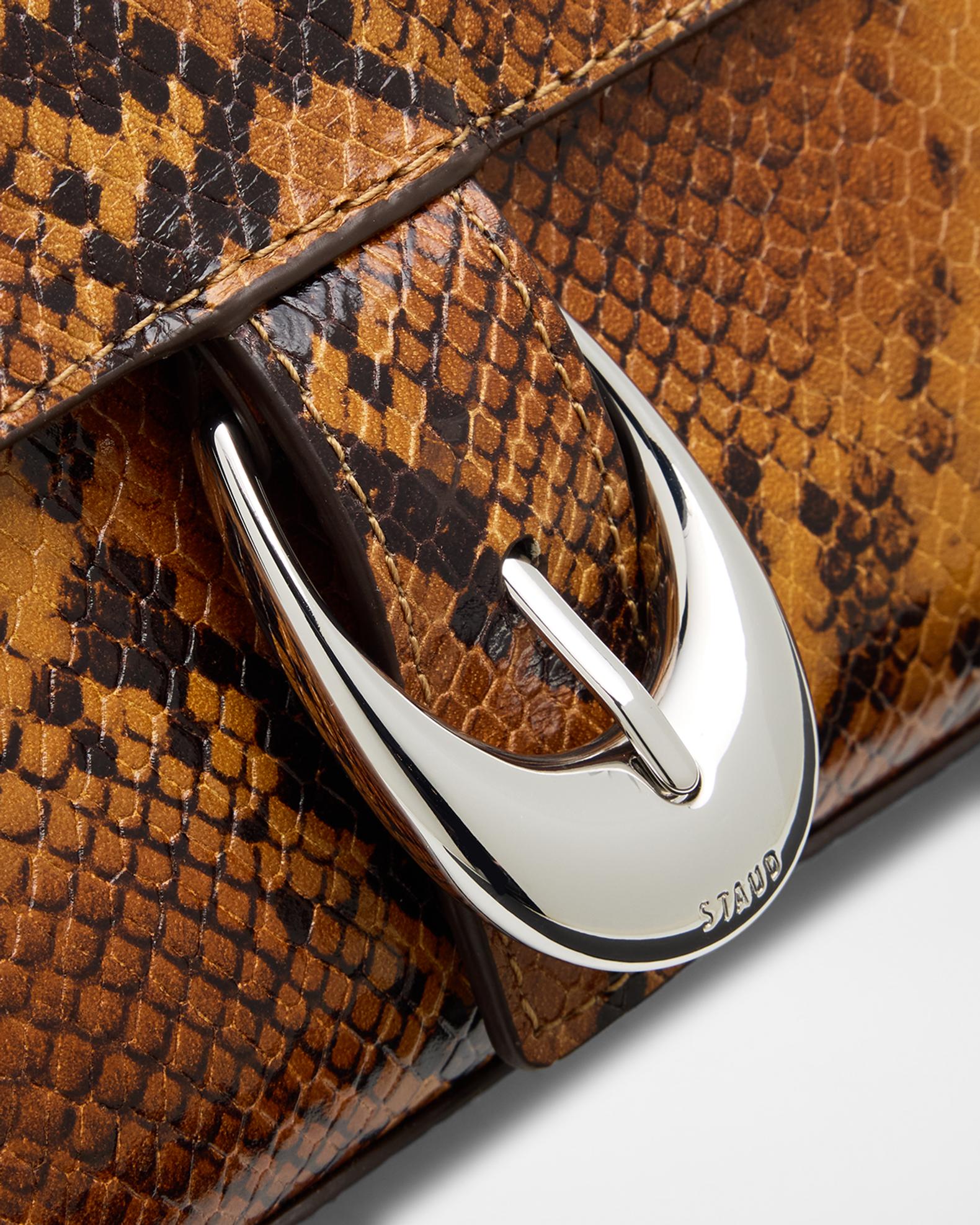 STAUD Harlow Python-Embossed Leather Shoulder Bag | Neiman Marcus