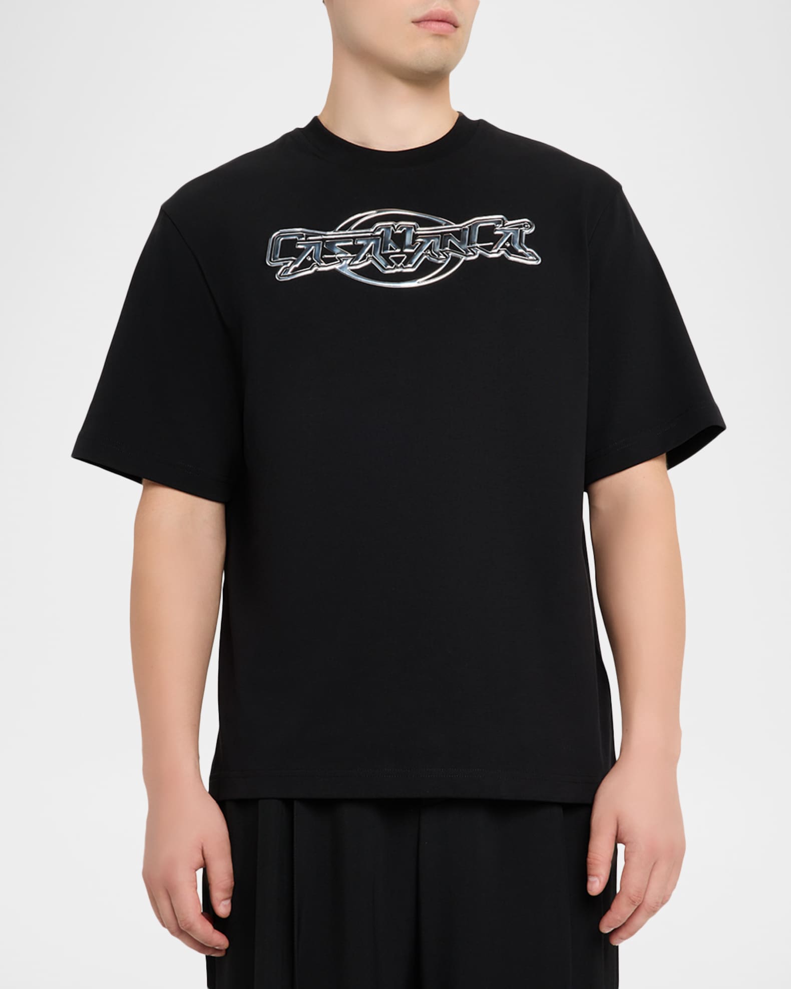 CASABLANCA Men's Chrome Logo Oversized Fit Graphic T‑Shirt