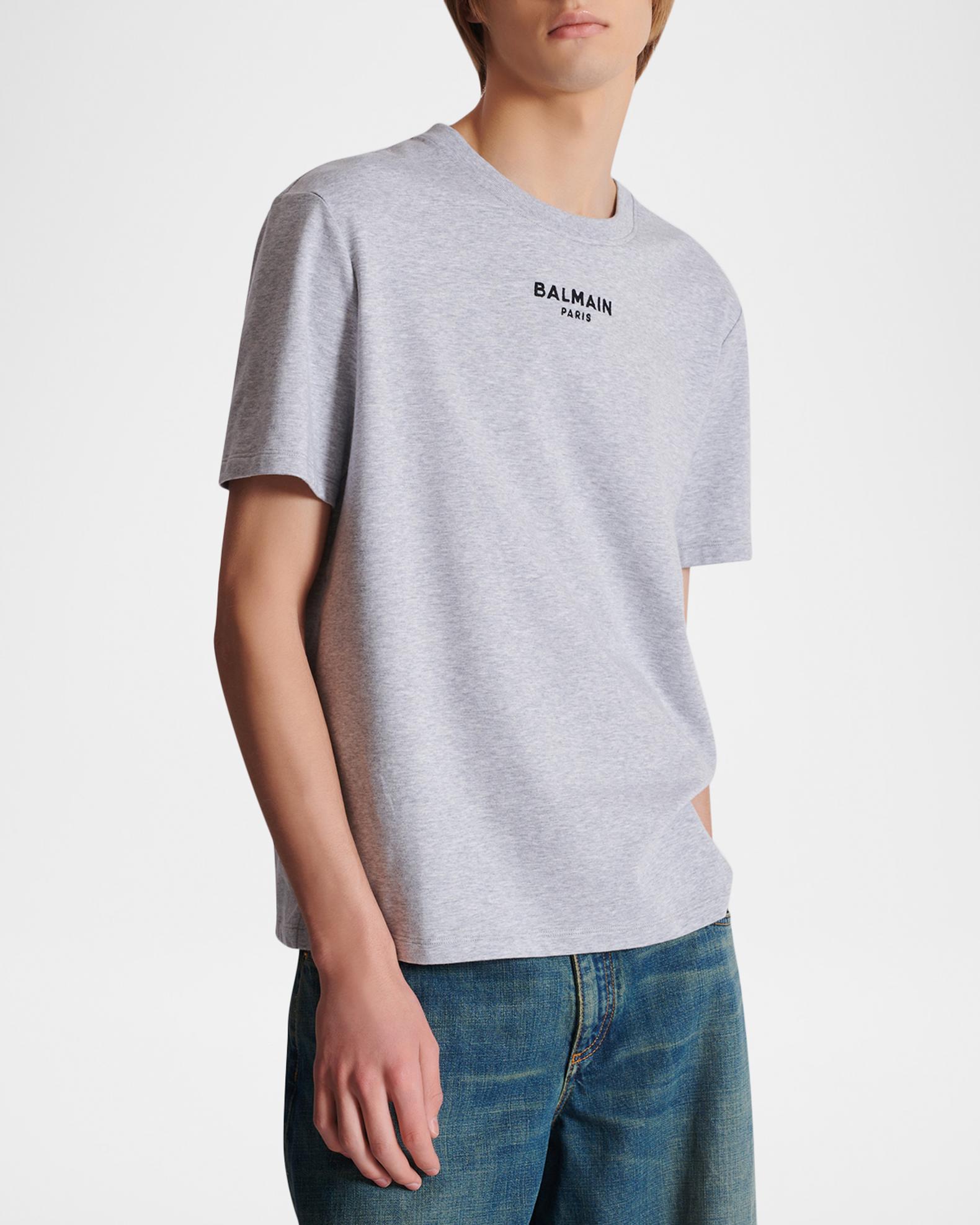 Balmain Men's Embroidered Small Logo Heathered T-Shirt | Neiman Marcus