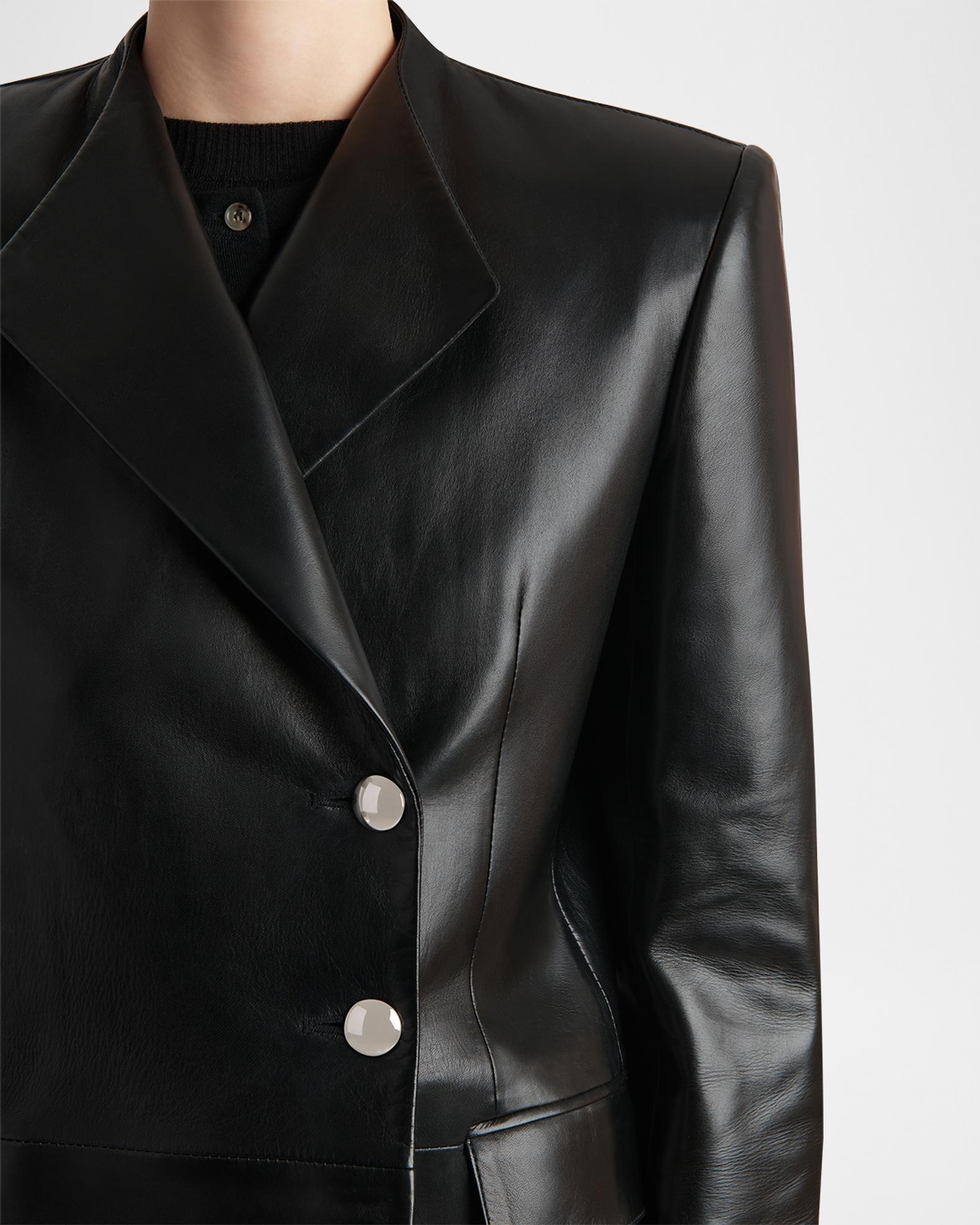 Khaite Elona Double-Breasted Leather Jacket | Neiman Marcus